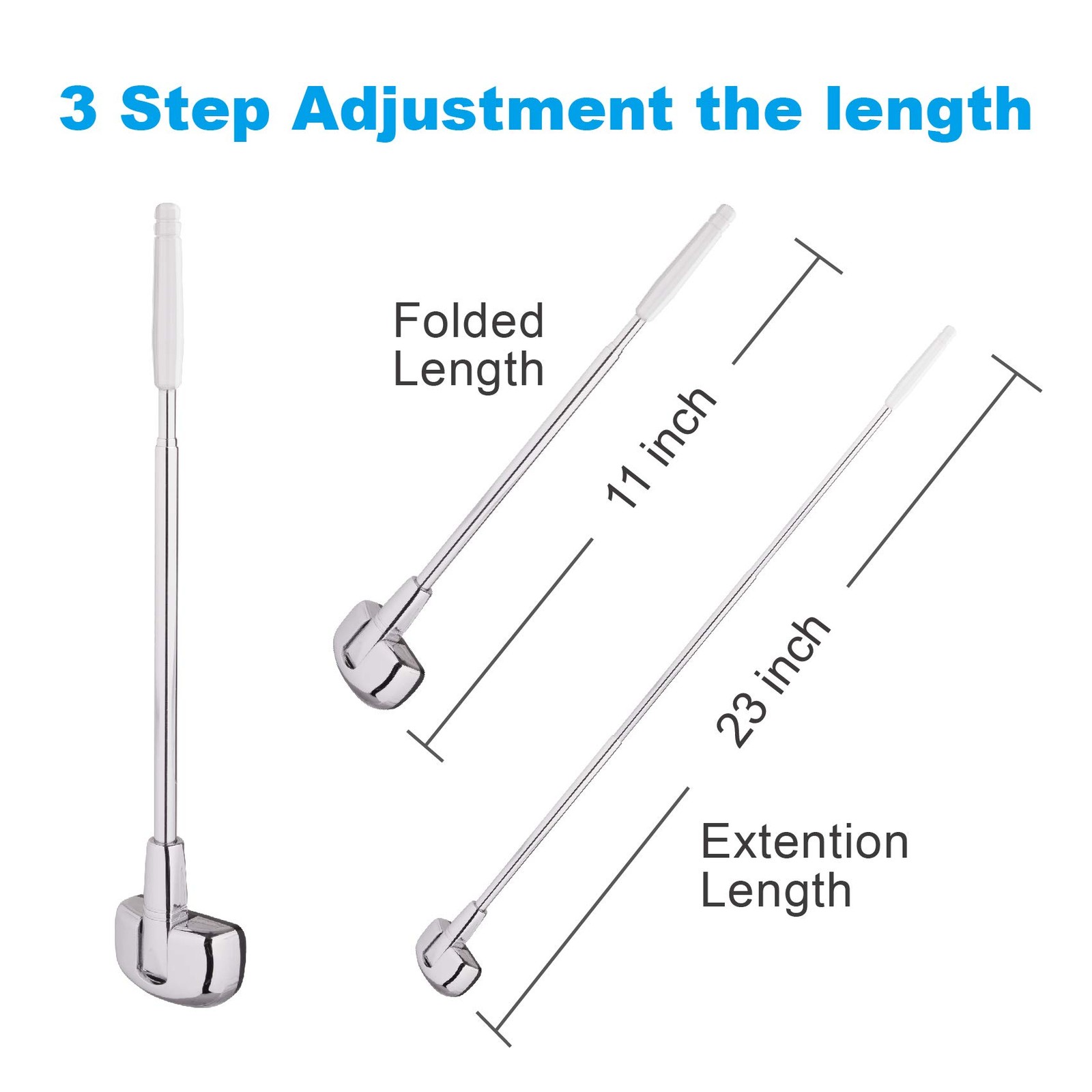 Car Bumper Corner Antenna Pole Adjustable Chrome Poles Set 11x2x1.5 in 2 Pk