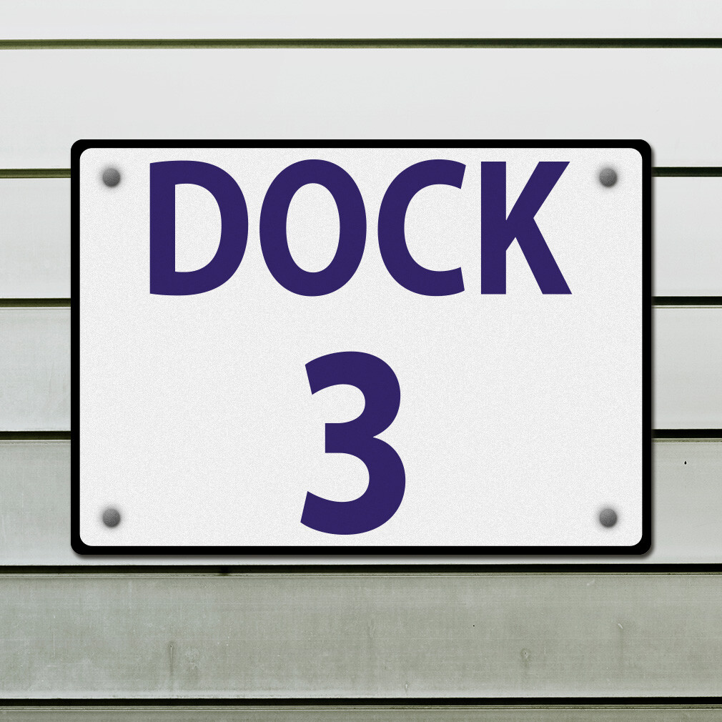 Aluminum Horizontal Metal Sign Dock 3 Activity Loading Zone Number
