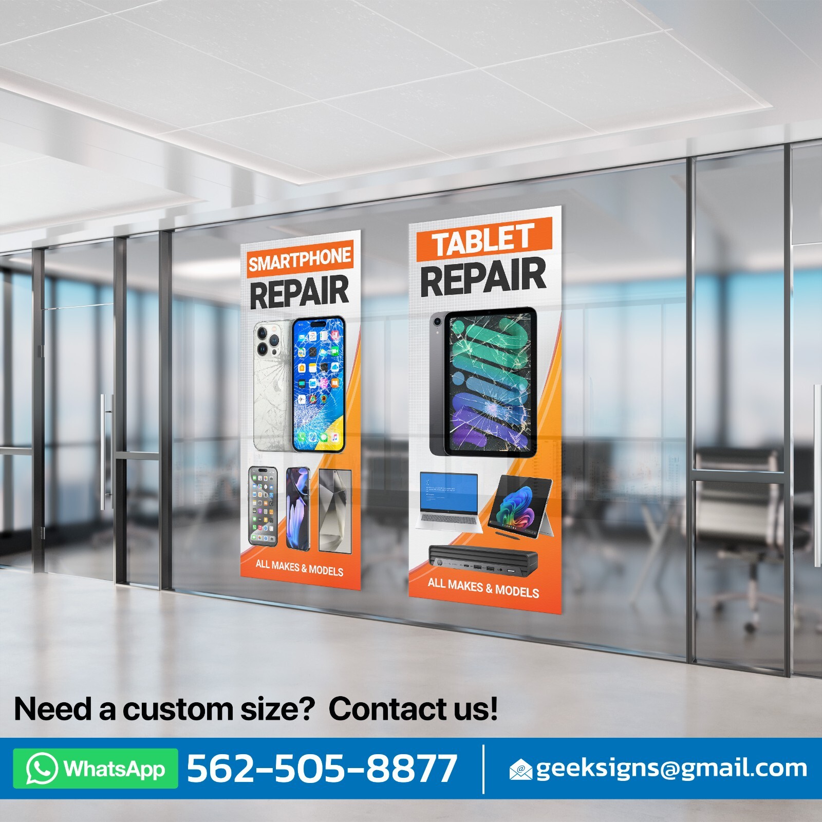 Smartphone Tablet Repair Retail Door Window Wraps iPhone sign poster banner
