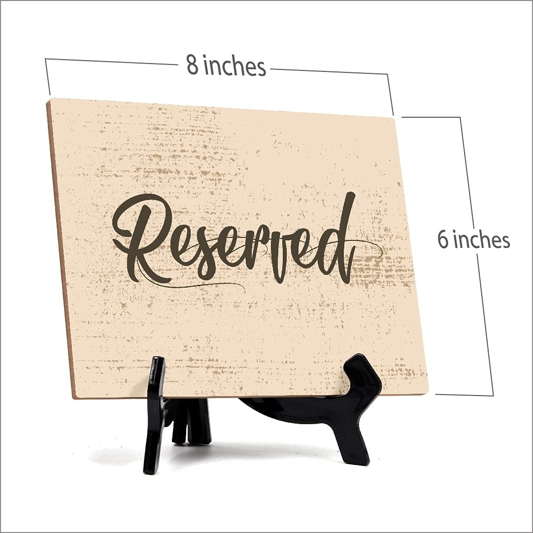 6×8 Inch Reserved Table Sign with Easel Stand for Wedding Restaurant Event