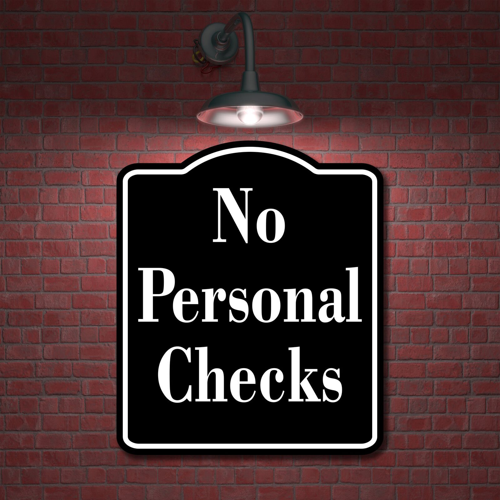 No Personal Checks Elegant BLACK Aluminum Composite Sign
