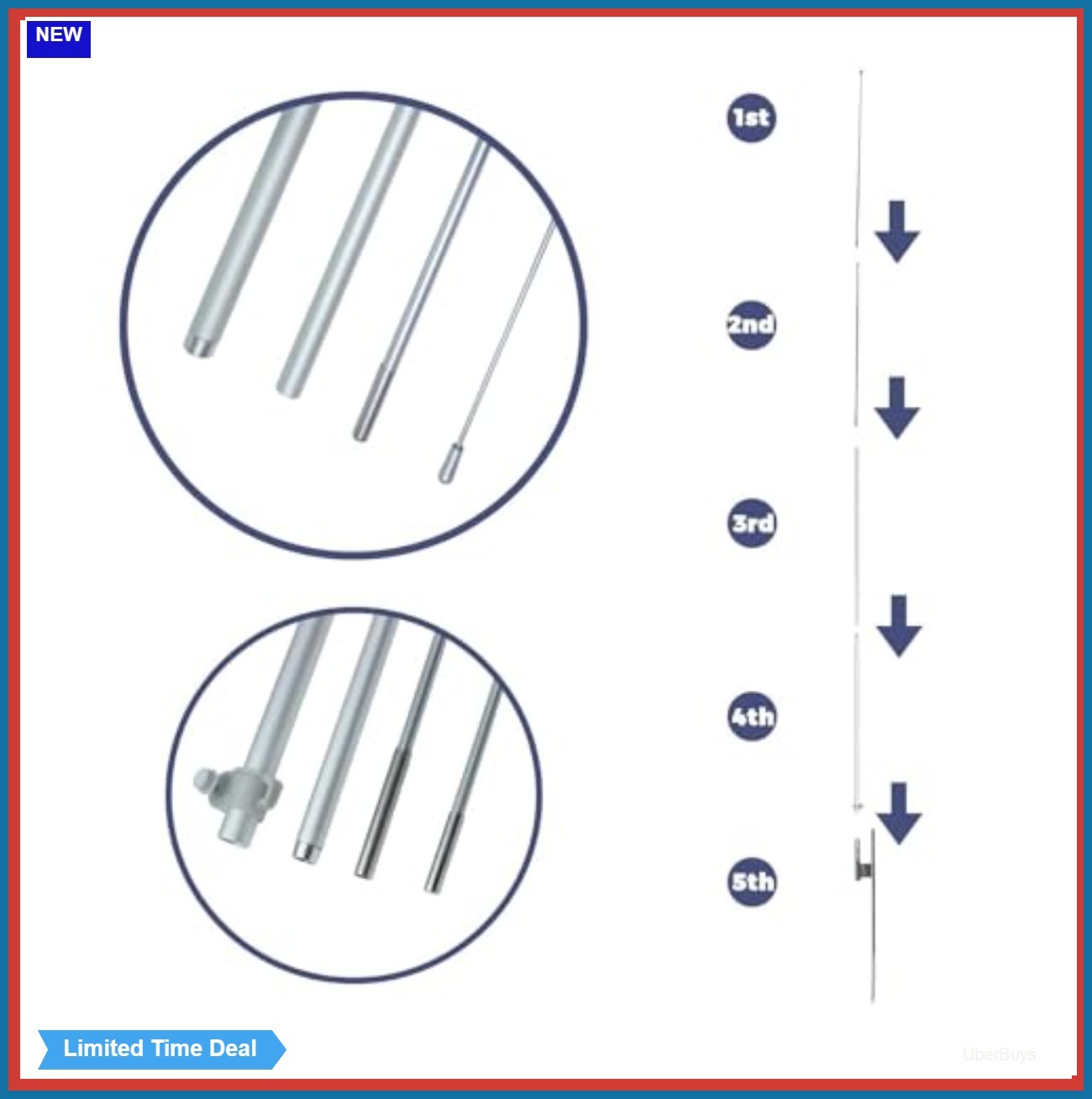 Feather Flag Pole Kit 11FT Aluminum Fiberglass Ground Spike For Swooper Flag