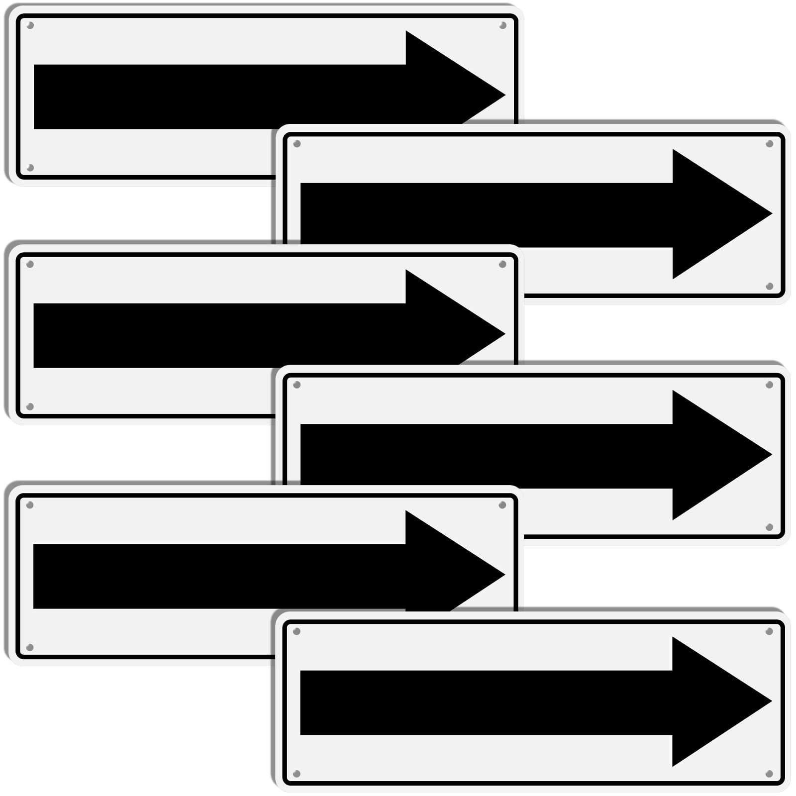 6 Pack Arrow Sign 10 x 3.5 Inch Black and White Metal Aluminum Reflective Arr…