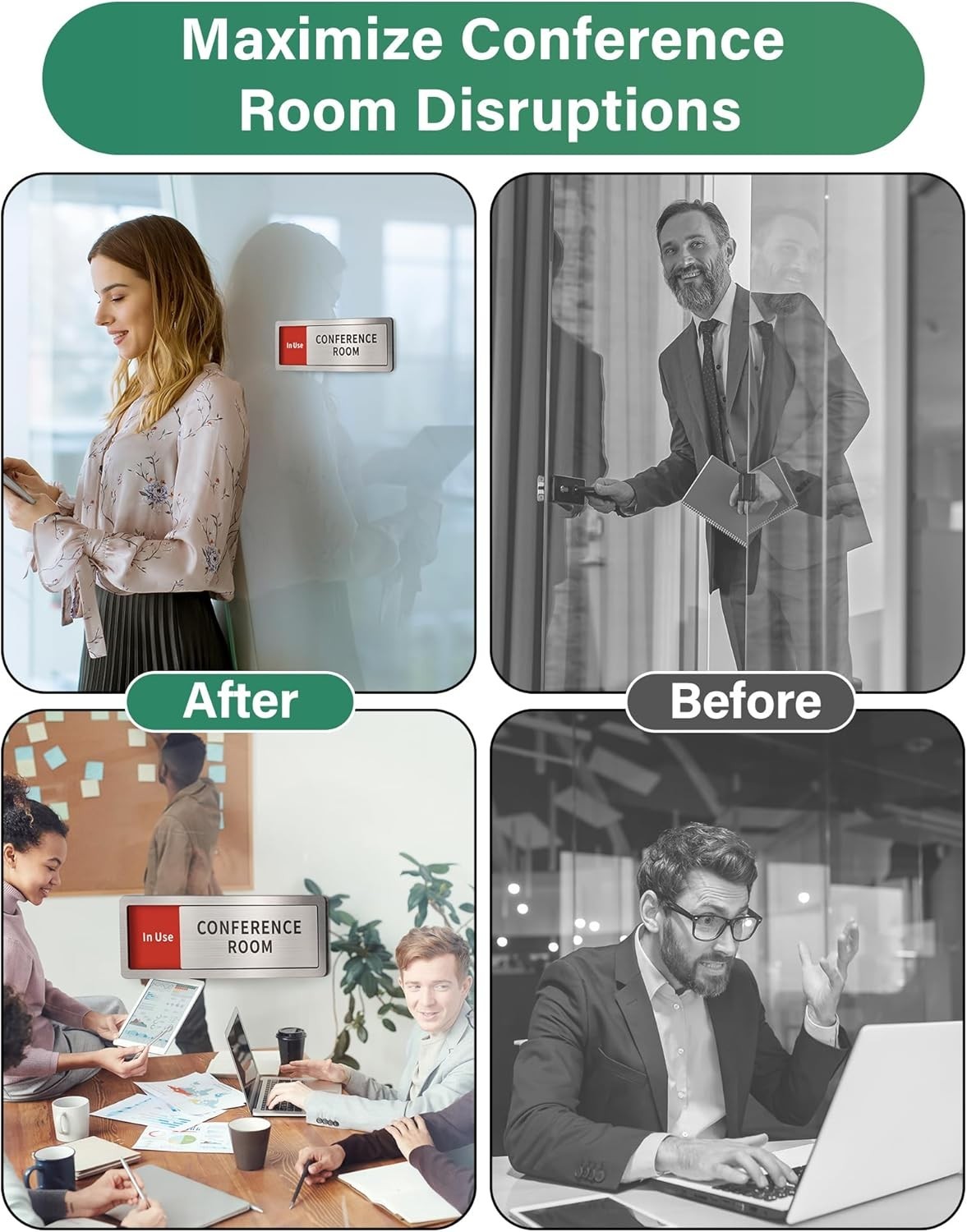 Conference Room Office Door Signs Do Not Disturb, In Use/Available Slider Sig…