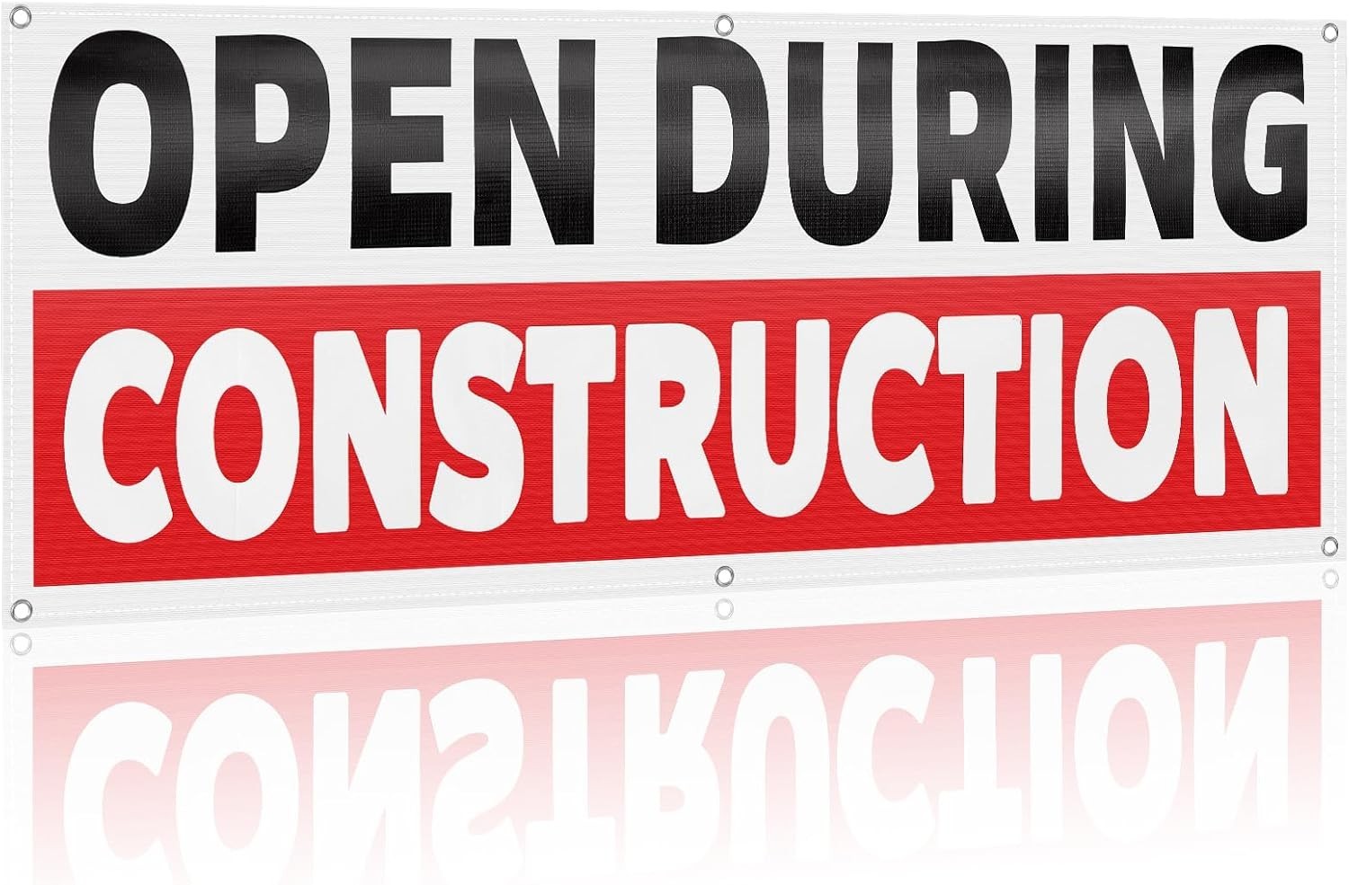 18 x 48 Inches Open During Construction Vinyl Banner Sign for Business Indust…