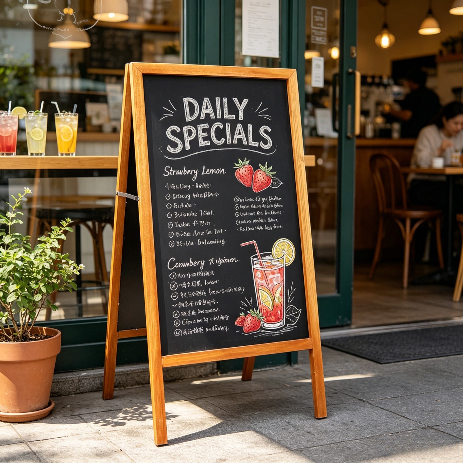 Free Standing Magnetic Chalkboard Solid Sidewalk Sign Display Board Outdoor Deco