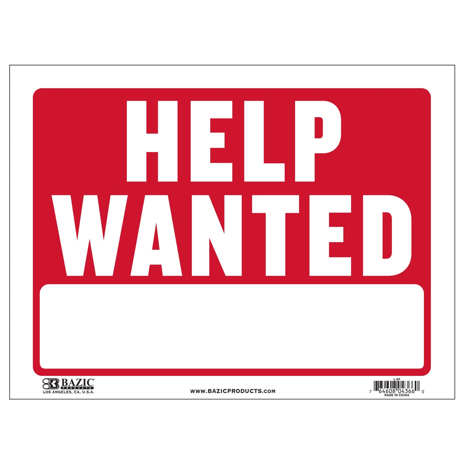 BAZIC 12″ X 16″ Help Wanted Sign, pack of 24
