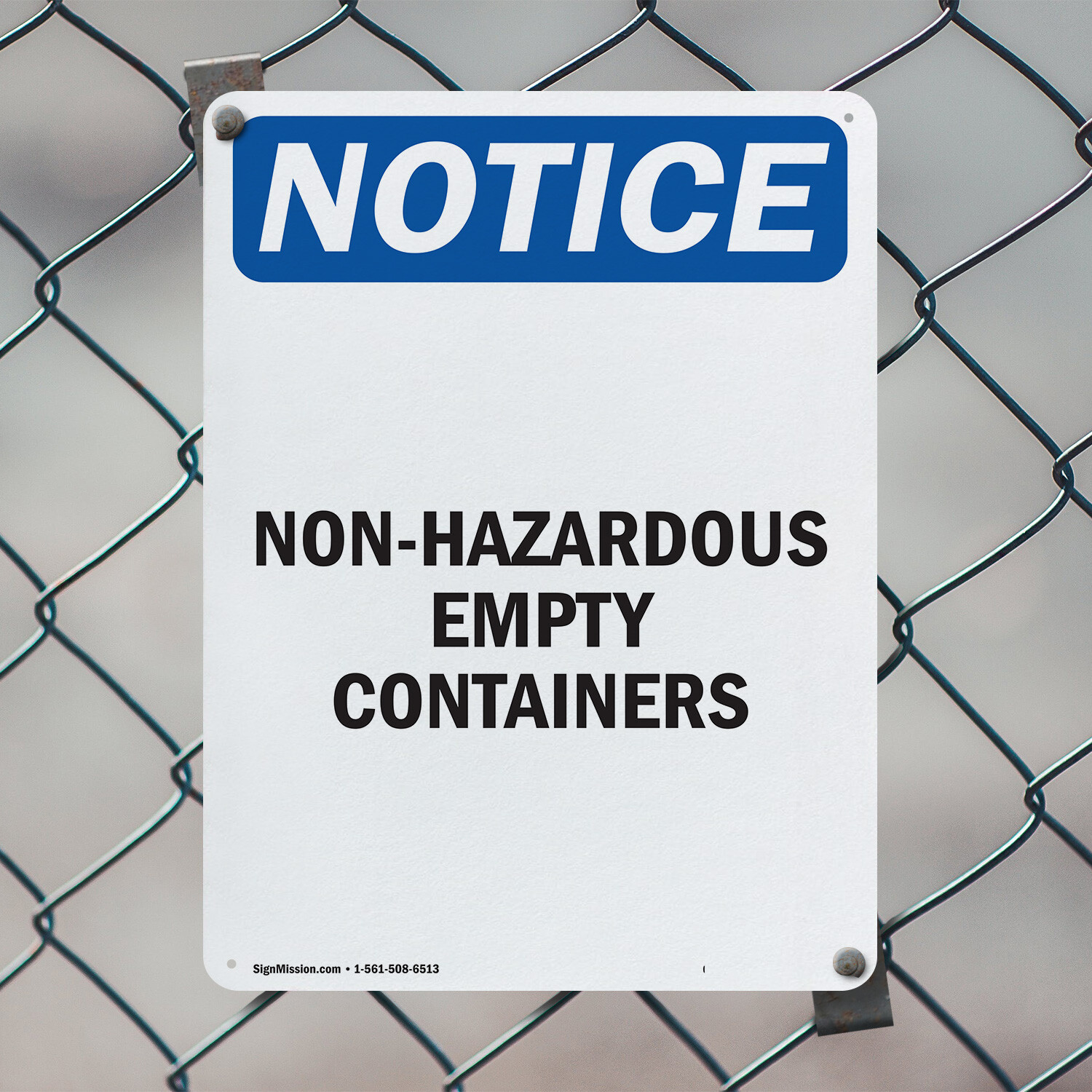 (2 Pack) Non-Hazardous Empty Containers OSHA Notice Sign Decal Metal Plastic