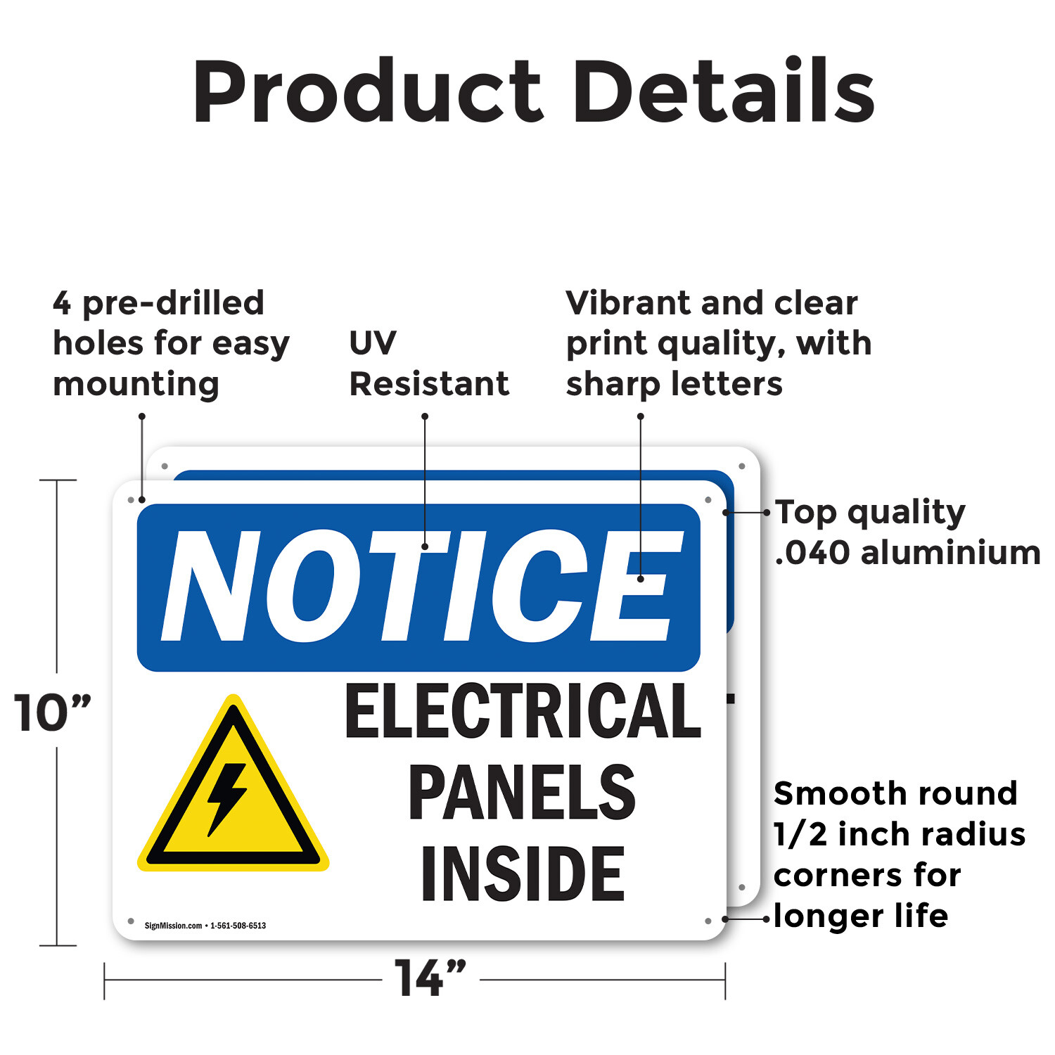 (2 Pack) Electrical Panels Inside OSHA Notice Sign Decal Metal Plastic