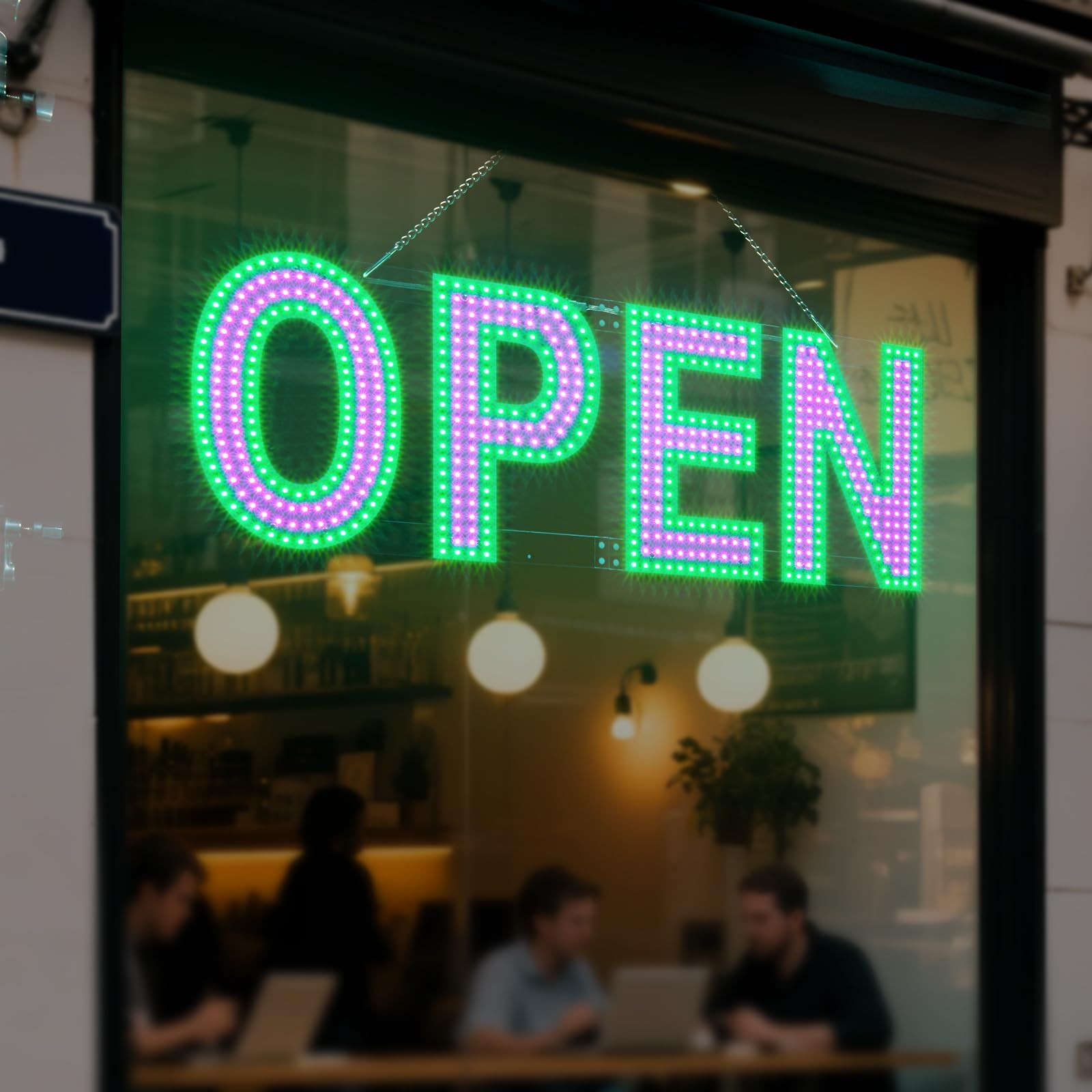 Large LED Open Signs for Business Super Bright – 30×10 in 30″x10″, Pink&Green