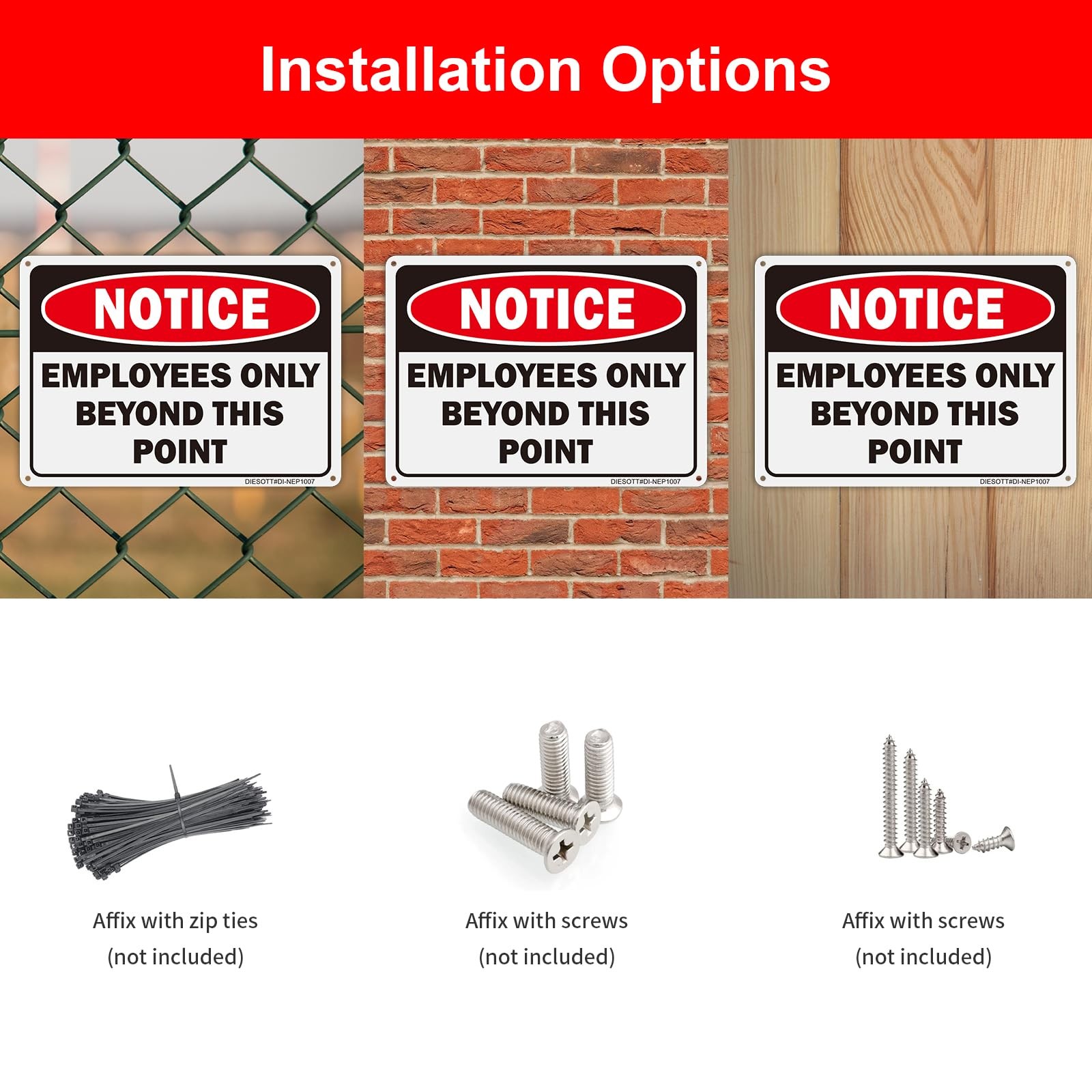 4 Pack Employees Only Beyond This Point Signs, 10×7 inches Aluminum Notice- E…