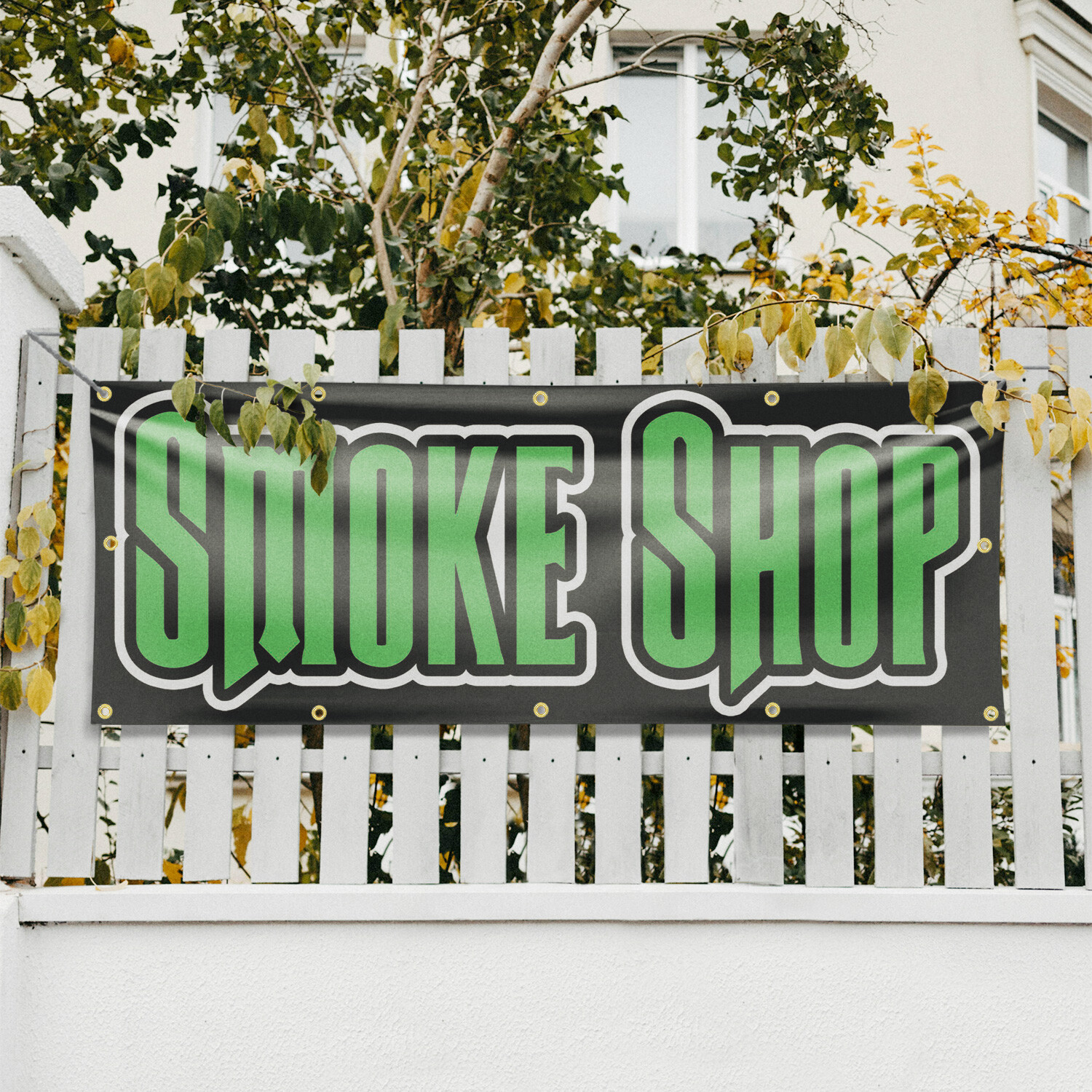 Smoke Shop 13 oz Vinyl Banner Sign with Metal Grommets Heavy-Duty Single-Sided