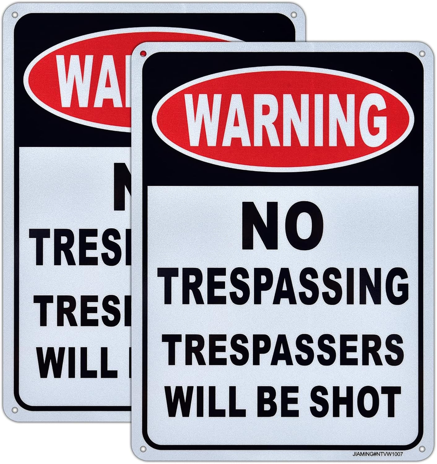 2 Pc Danger Trespasser Will Be Shot Sign Reflective No Trespassing Aluminum 10×7