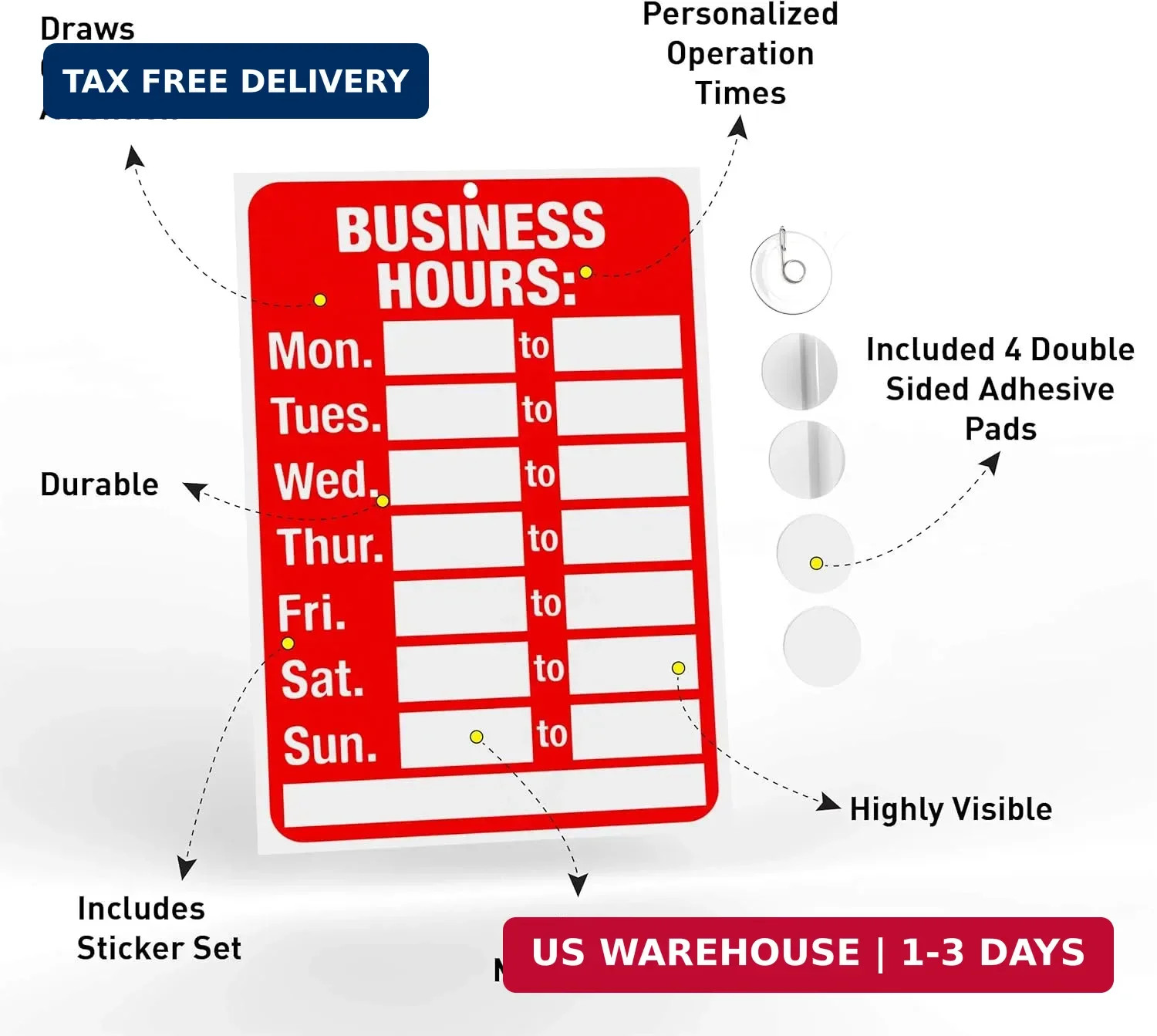 2 Pack Business Hours Sign Open Closed Glass Door Customizable Store Hours Sign