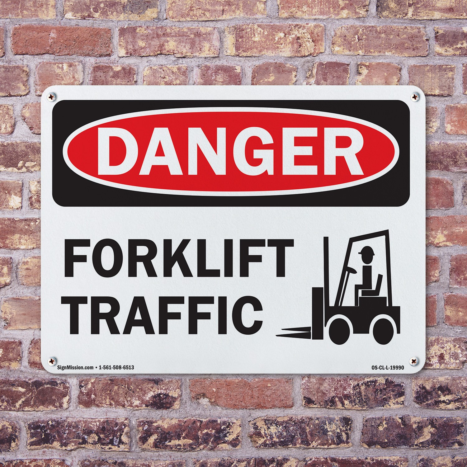 Forklift Traffic OSHA Danger Sign Metal, Plastic, Or Decal – 5 or 10 Pack