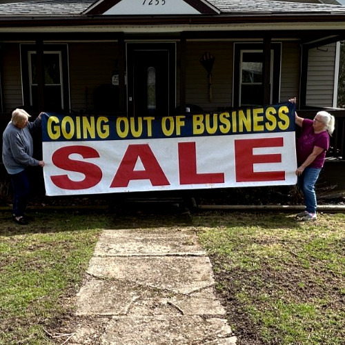 Large Canvas GOING OUT OF BUSINESS Sturdy Waterproof Sign 12 Feet X 3 feet