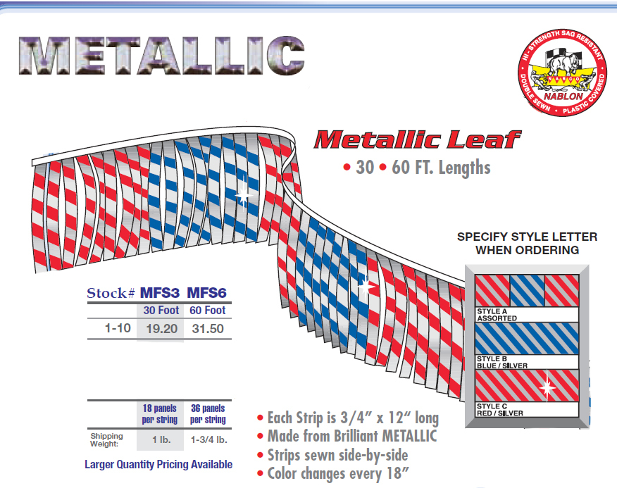 Metallic Pennant Flag Streamers Multi Color 60 Foot (36 Leaf Panels Per String)