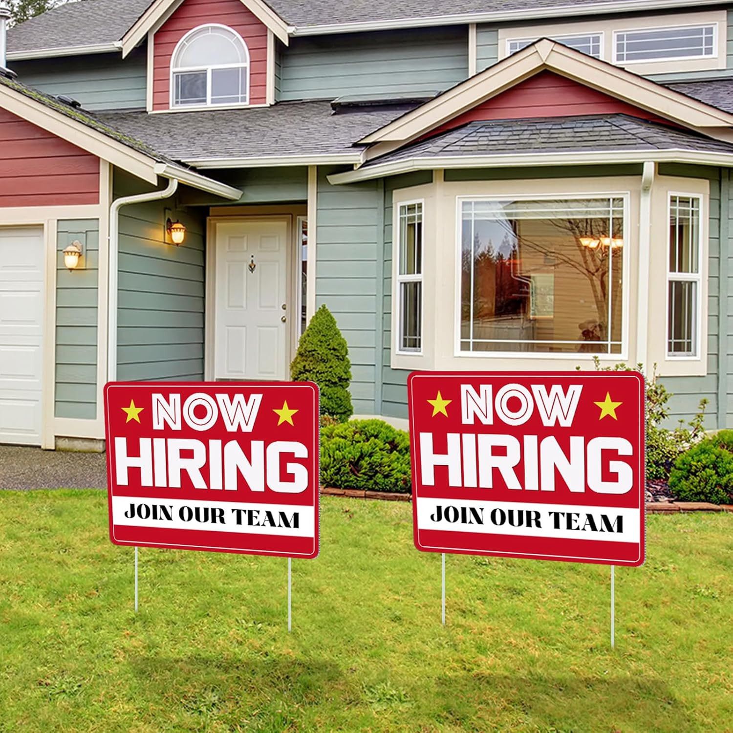 3-Pack Double-Sided Now Hiring Signs with Stake for Business and Outdoor Use