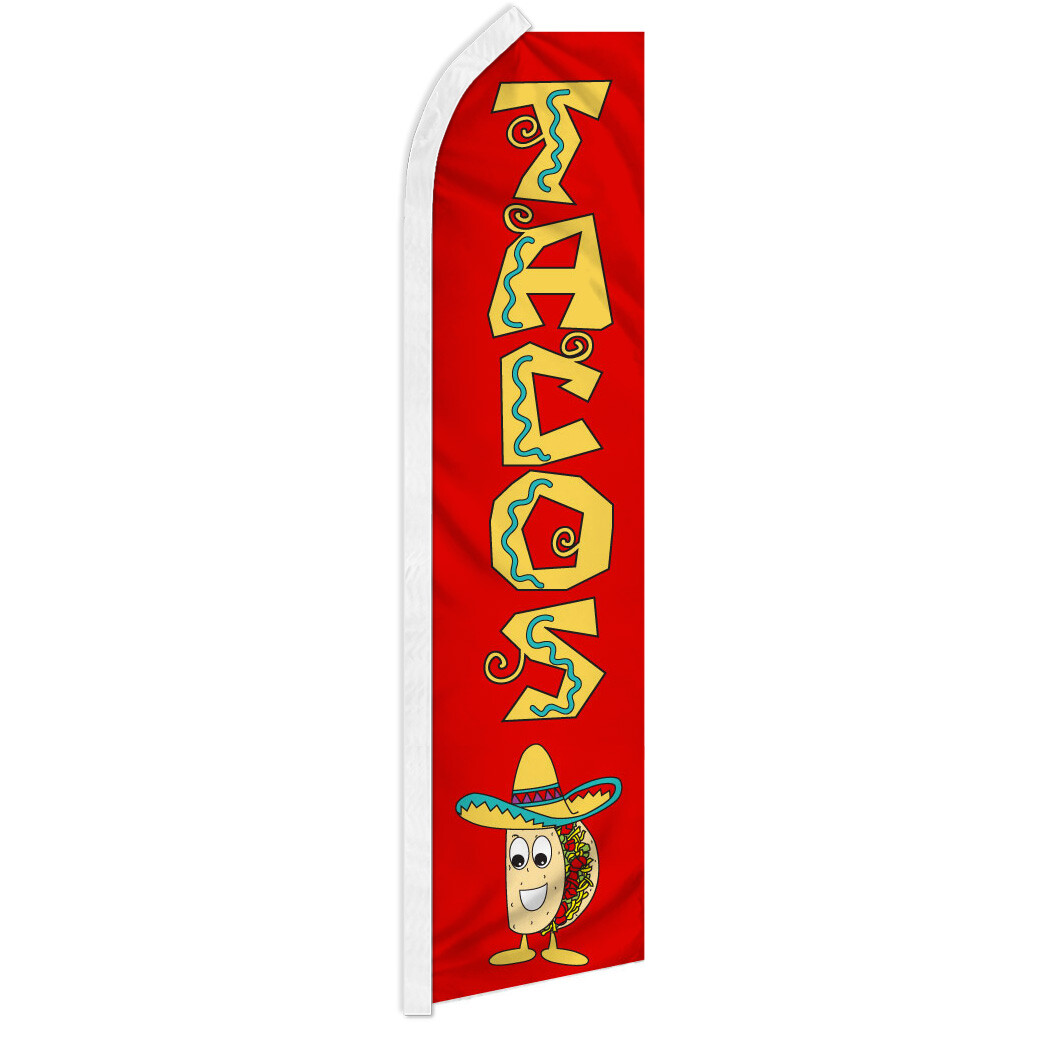 Tacos Advertising Swooper Feather Flutter Flag Concessions Food RED