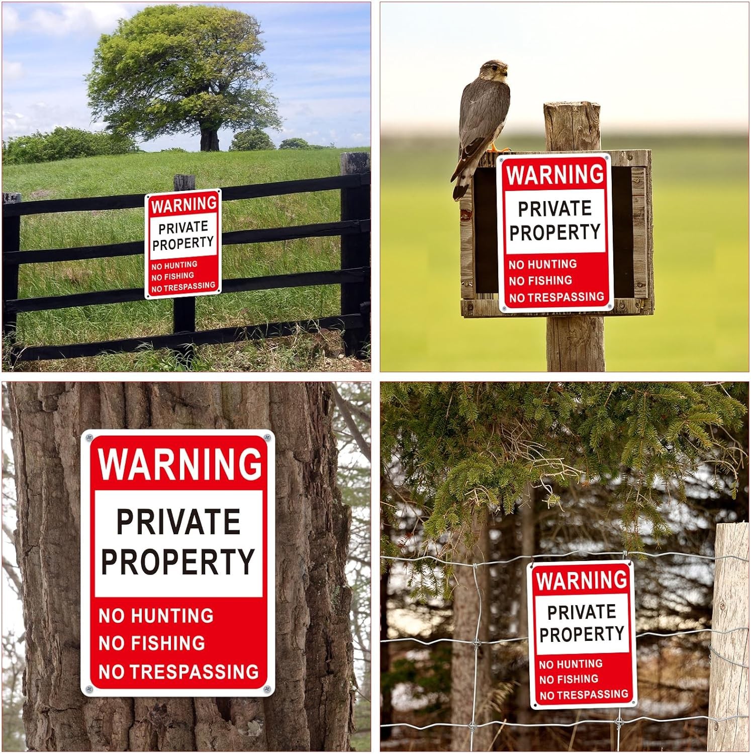 4 Pcs Posted No Trespassing Signs Private Property 10 x 7 Inch Weatherproof No