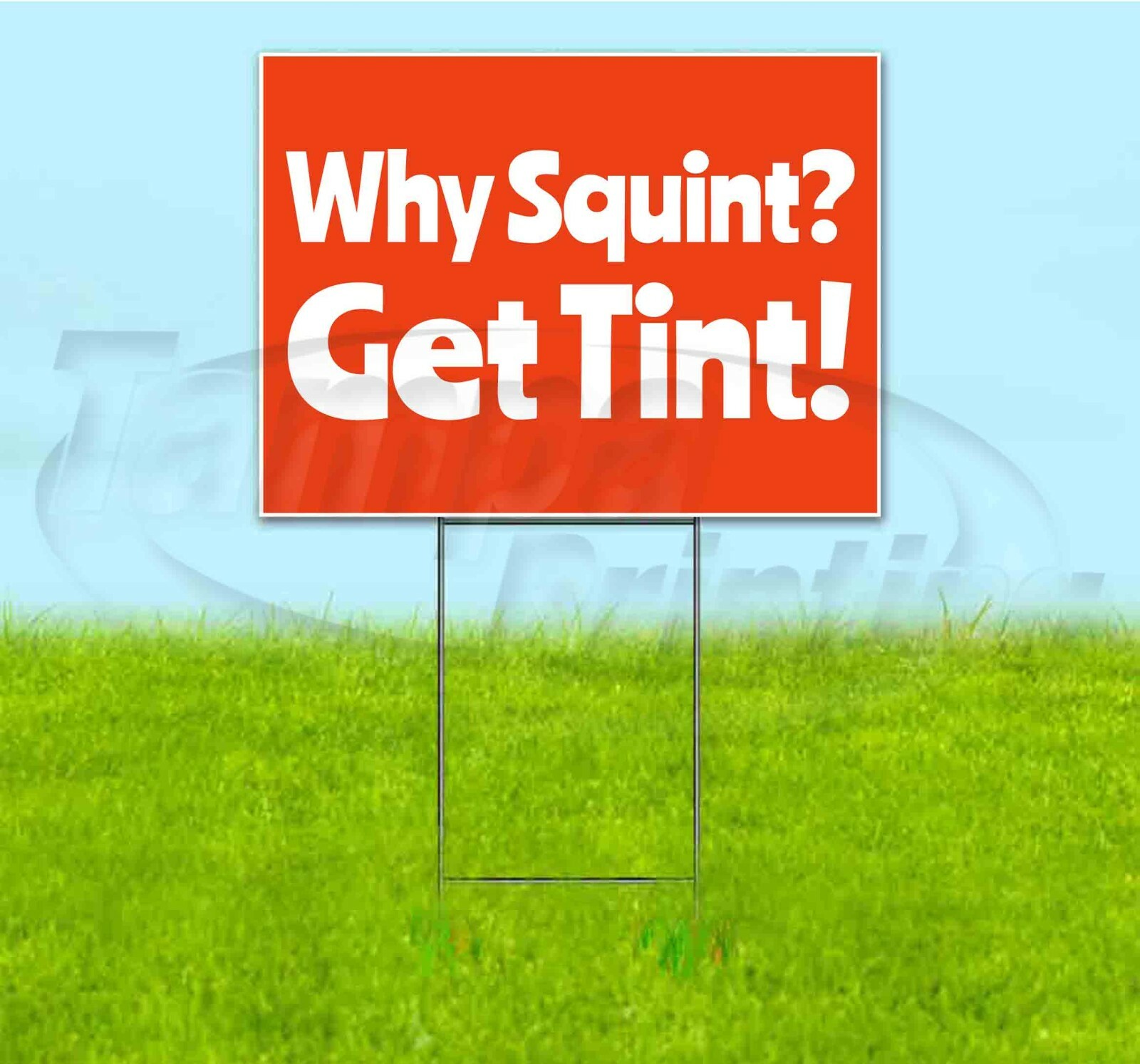 WHY SQUINT? GET TINT! 18×24 Yard Sign WITH STAKE Corrugated Bandit USA SERVICE