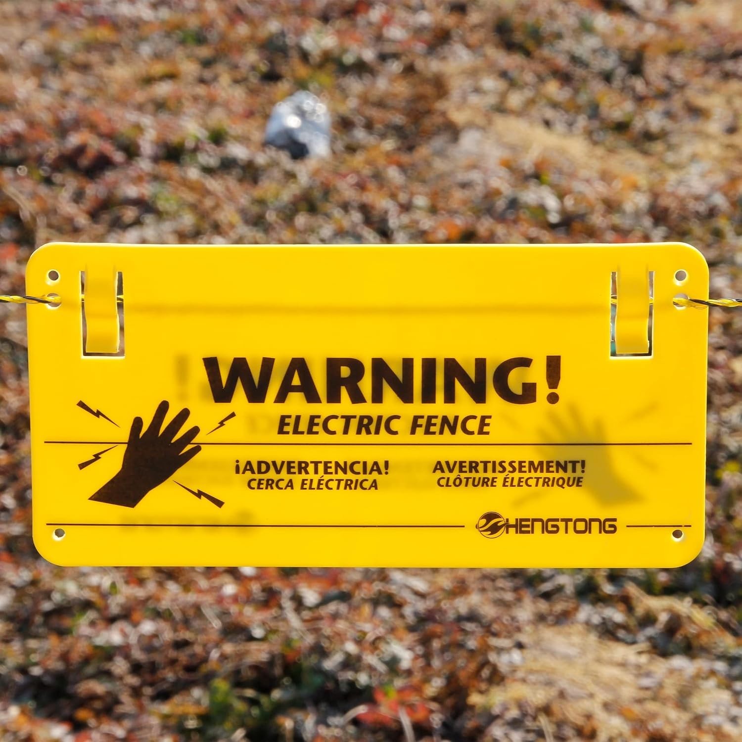 Plastic Electric Fence Warning Signs 4 Pcs 9.5 x 4.7 Inch | Yellow durable sa…