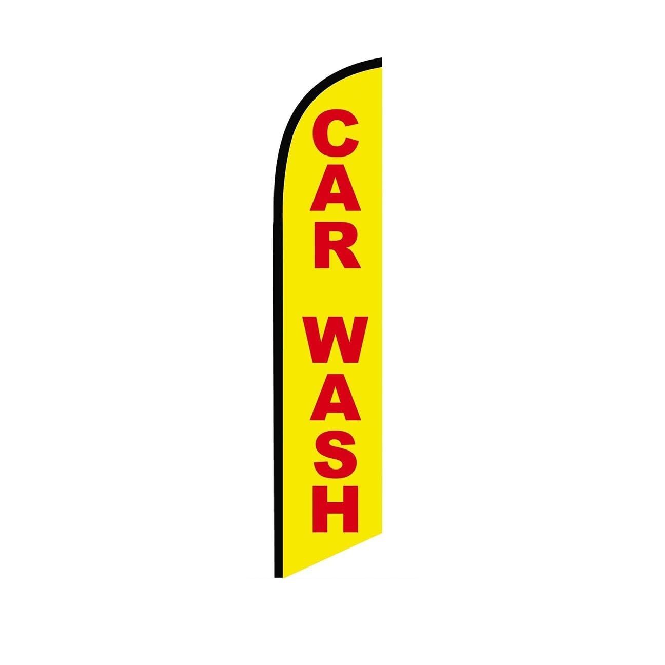 Car Wash YellowRed Swooper Flutter Feather Flag | 3ft W x 11.5ft Tall