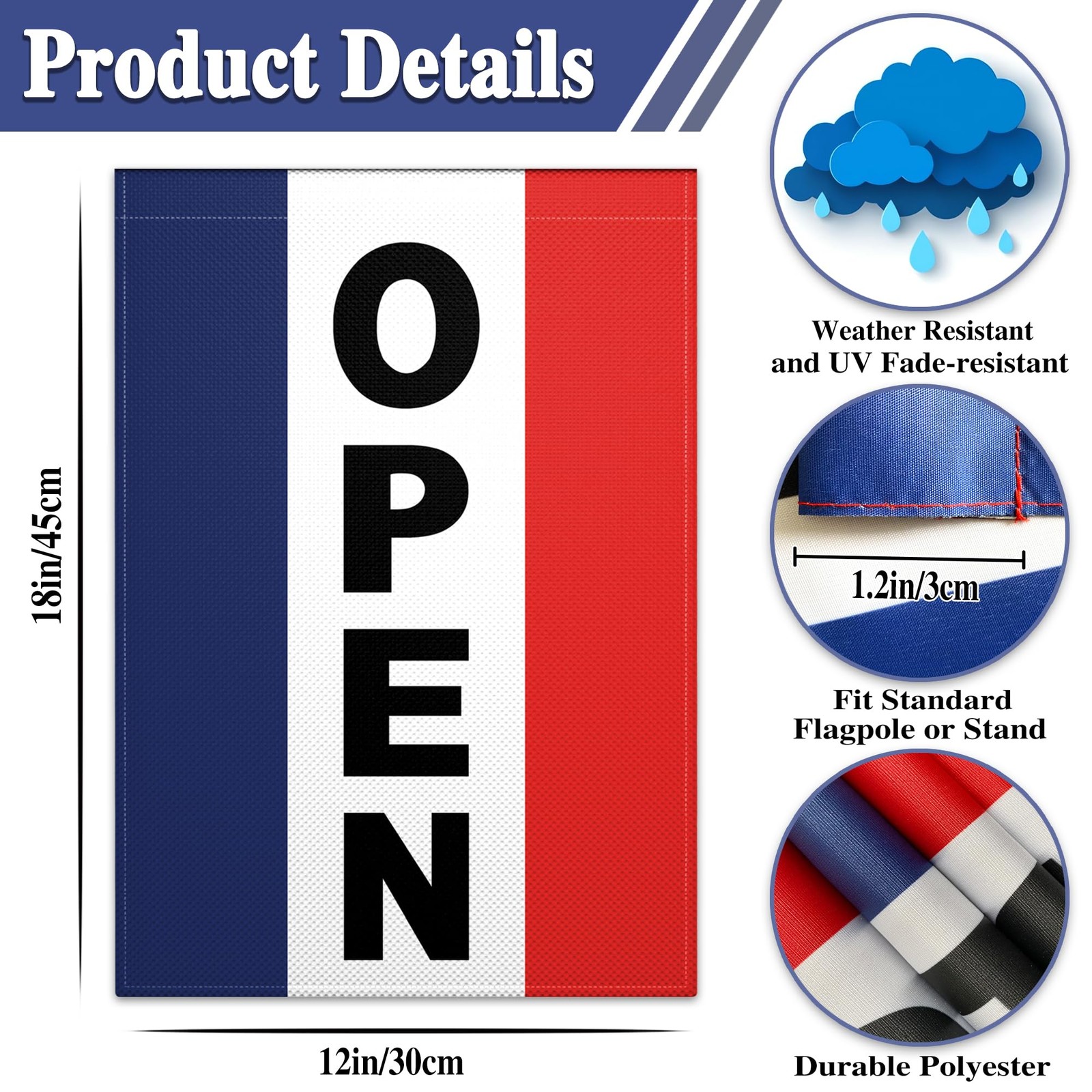 Open Flags for Business Sign 12×18 Inch Double Sided Open Garden Flag 3 Ply Fabr