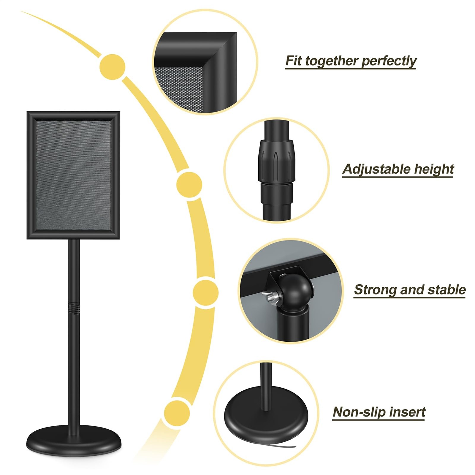Relx Sign Holder Stand 8.5×11 inch – Adjustable Floor Standing black
