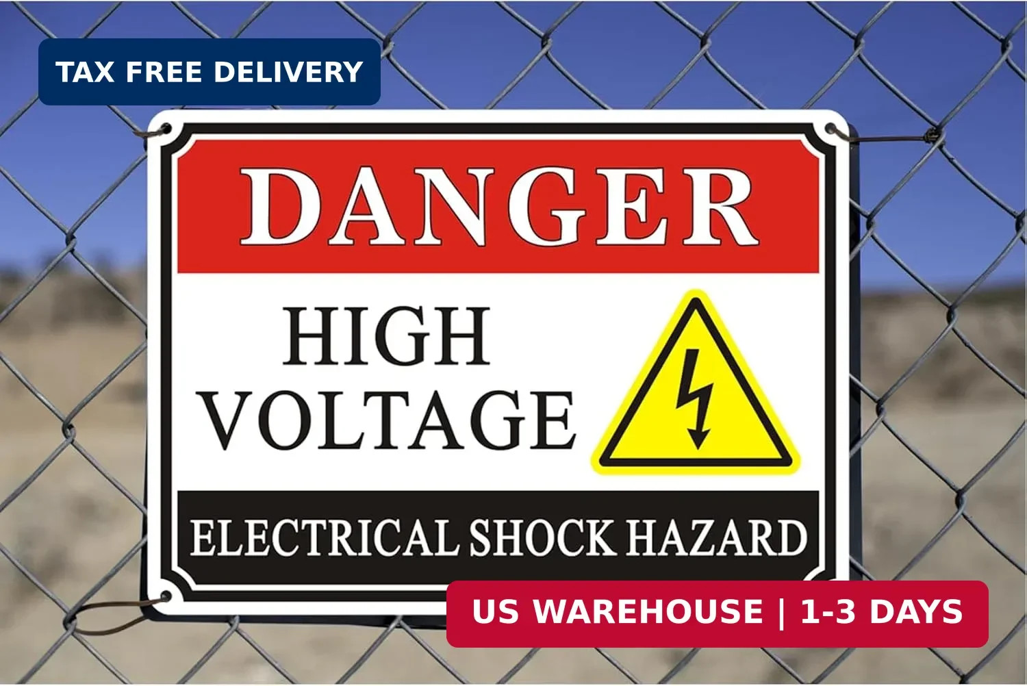 Danger High Voltage Electrical Shock Hazard Sign 2 Pack, 10 x 7 inches Rust Free