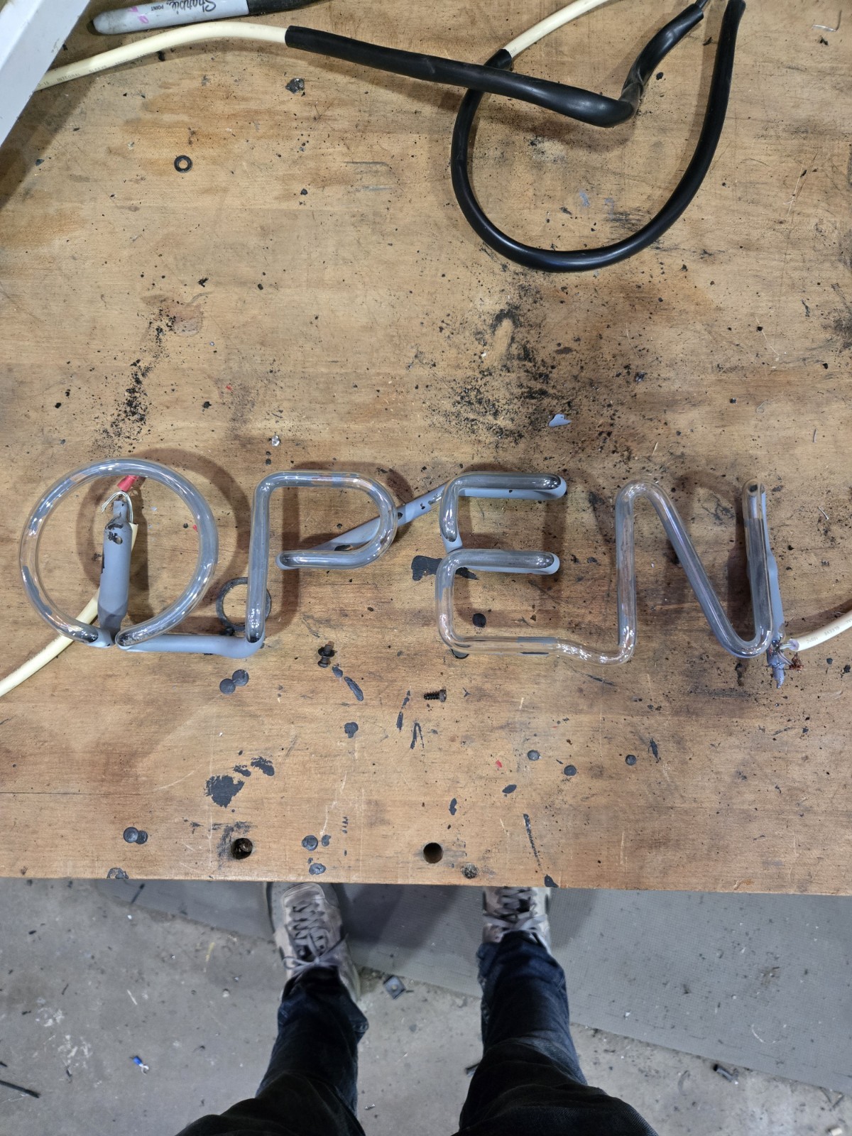 Red Neon OPEN Replacement Tube, 14 1/2 in W x 4in H Neon Sign Part