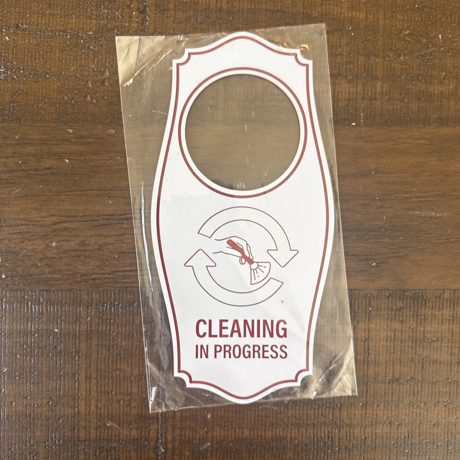 Signs ByLITA Cleaning in Progress Door Hanger – White Red, 4″ x 8″