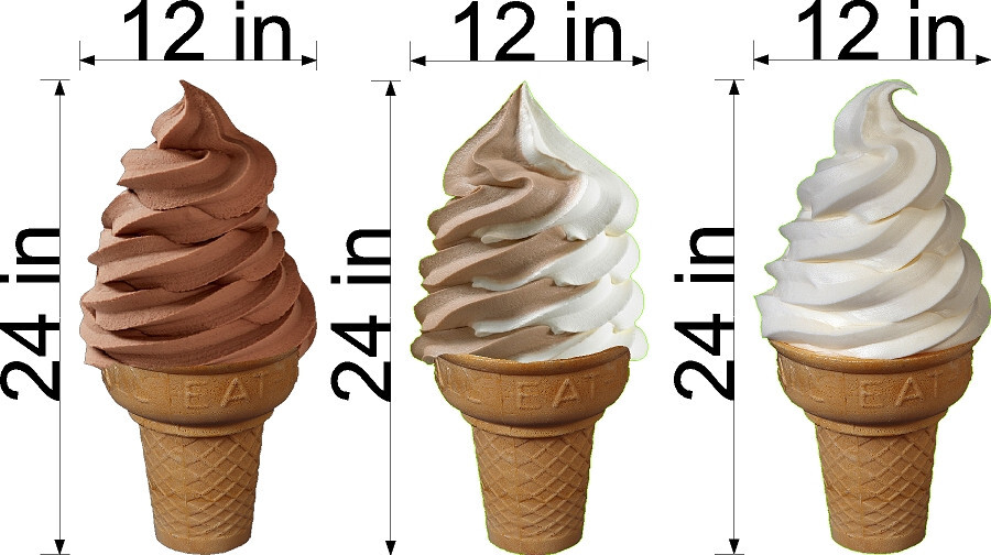 VANILLA CHOCOLATE AND MIXED SOFT SERVE CONE VINYL DECALS 24″ TALL ONE OF EACH