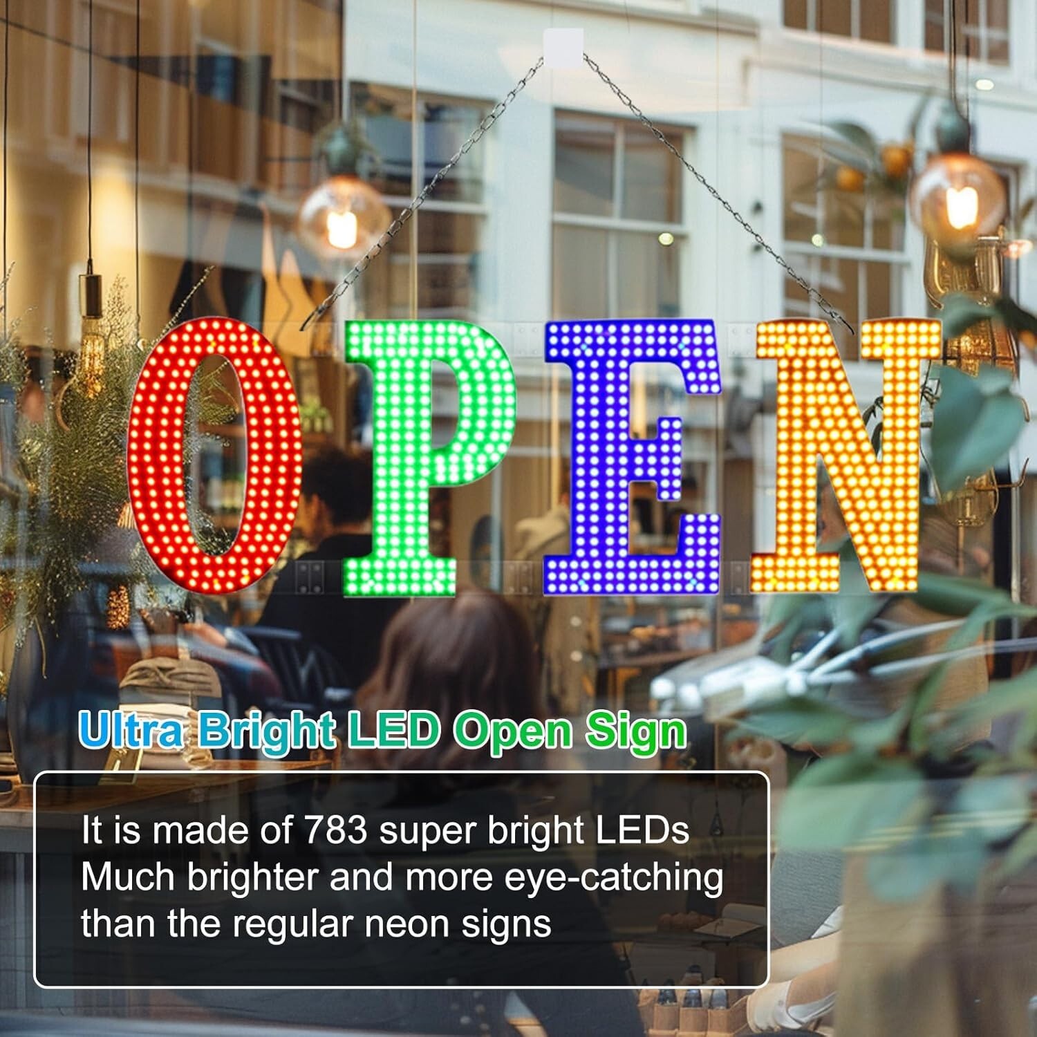 40″X14″ Extra Large LED Open Sign for Business Super Bright Unique Design LED RG