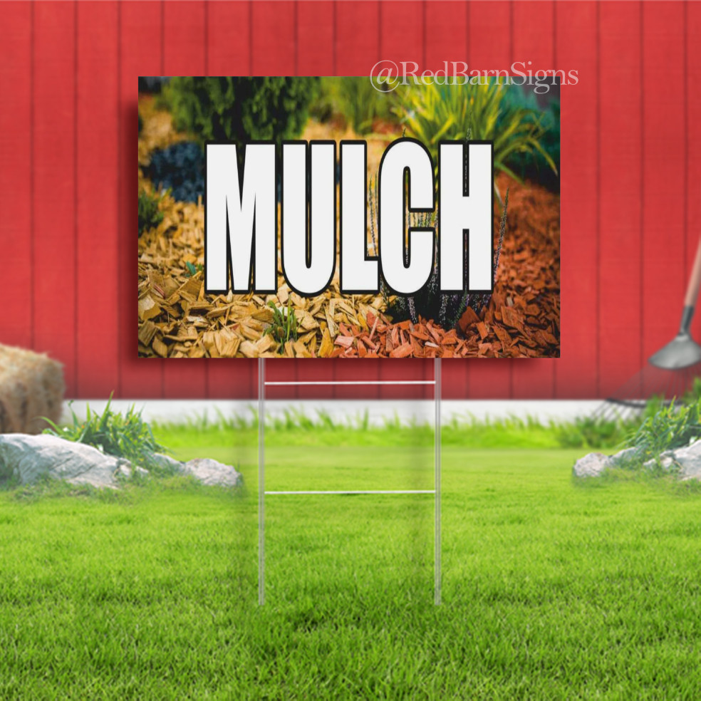 MULCH landscaping sod topsoil compost rock Indoor Outdoor Yard Sign with metal
