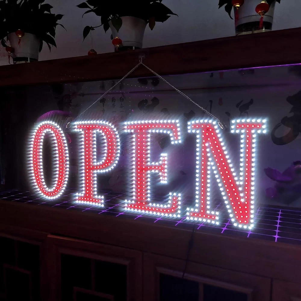 48″x17″ Super Large LED Open Signs for Business with Remote Control, 10 Levels B