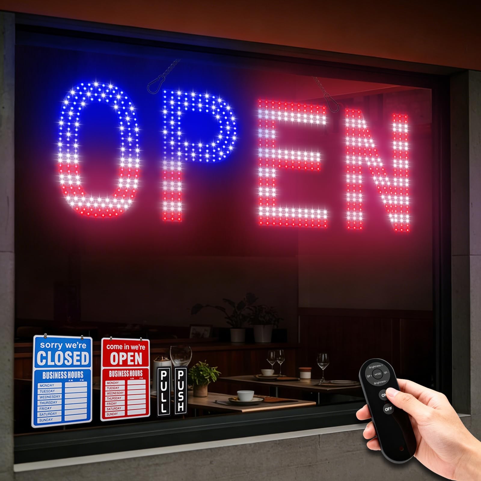 LED Open Signs for Business, exTopGoal 30″x10″ Large Bright Open Sign with Re…