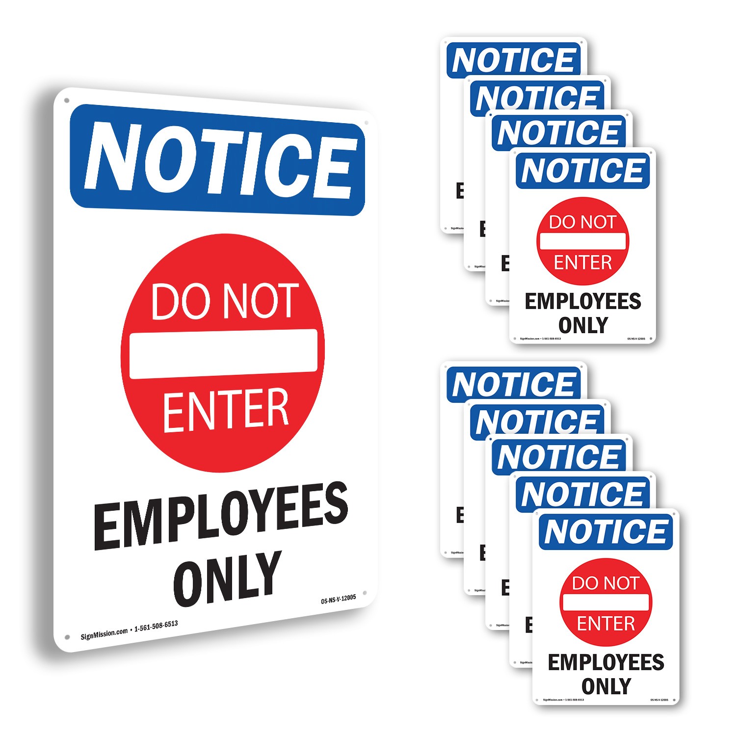 Employees Only OSHA Notice Sign Metal, Plastic, Or Decal – 5 or 10 Pack