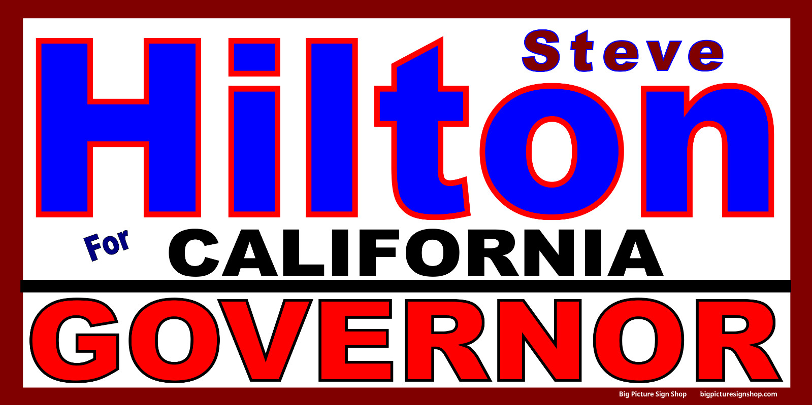 STEVE HILTON CALIFORNIA GOVERNOR – MAGNETIC CAR SIGNS-FREE SHIP-USA MADE blrdwh