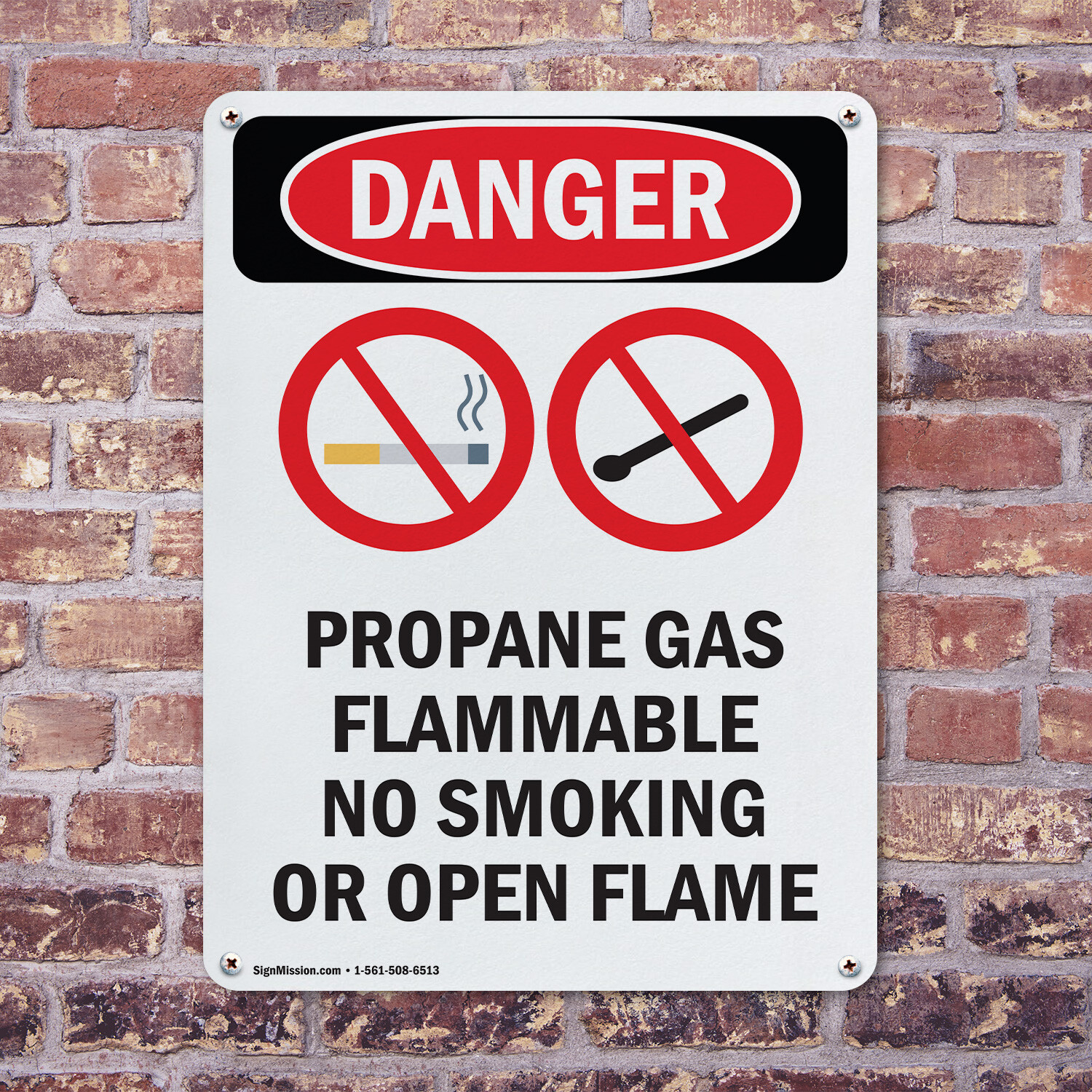 (2 Pack) Propane Gas Flammable OSHA Danger Sign Decal Metal Plastic