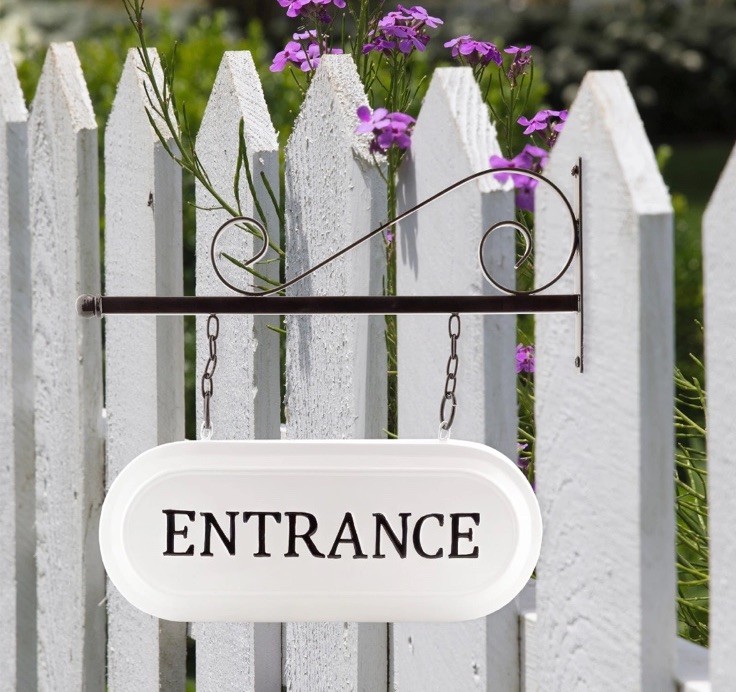 Wall-Mounted Metal Entrance Sign, Enamelware Business Entrance Reception Welcome