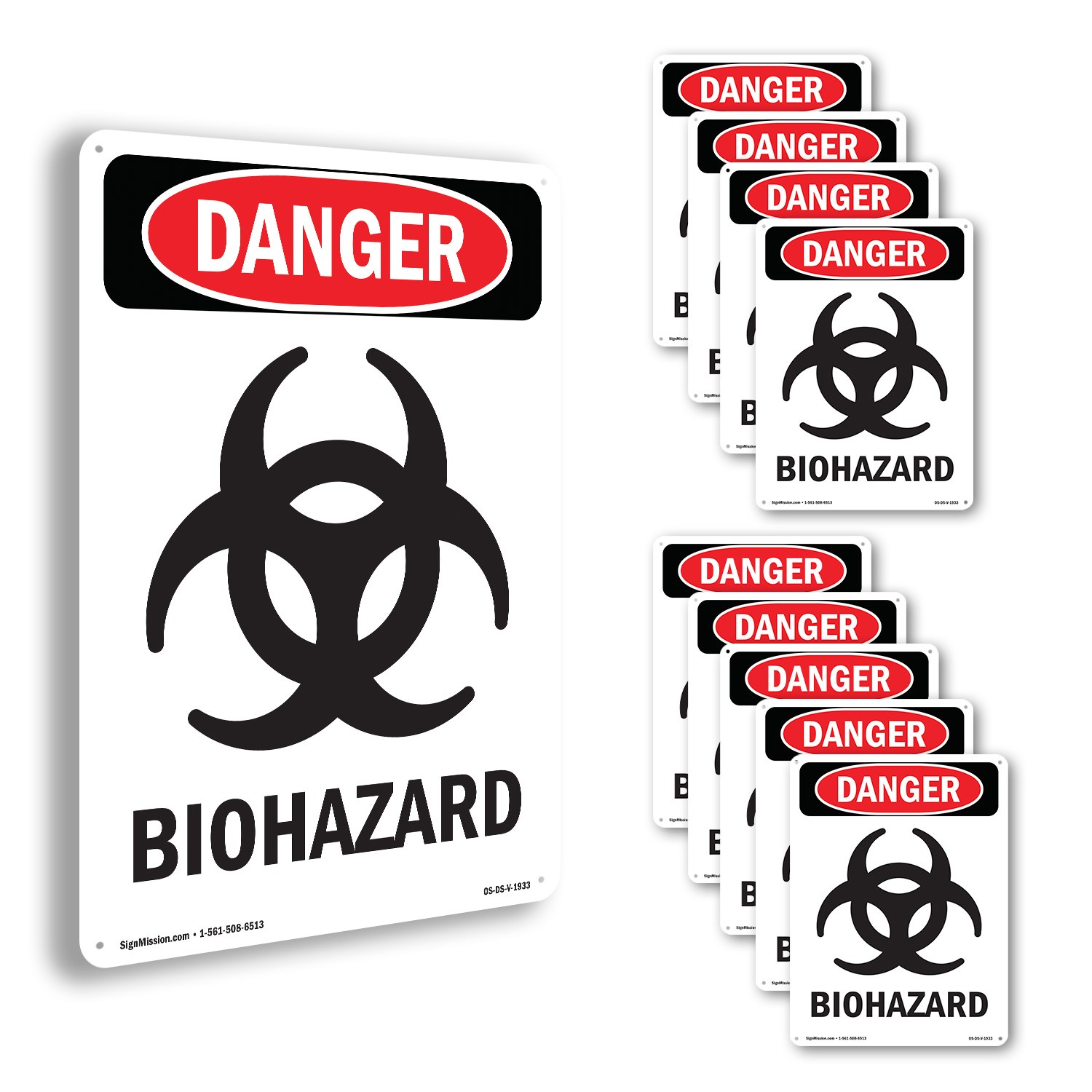 Portrait Biohazard OSHA Danger Sign Metal, Plastic, Or Decal – 5 or 10 Pack