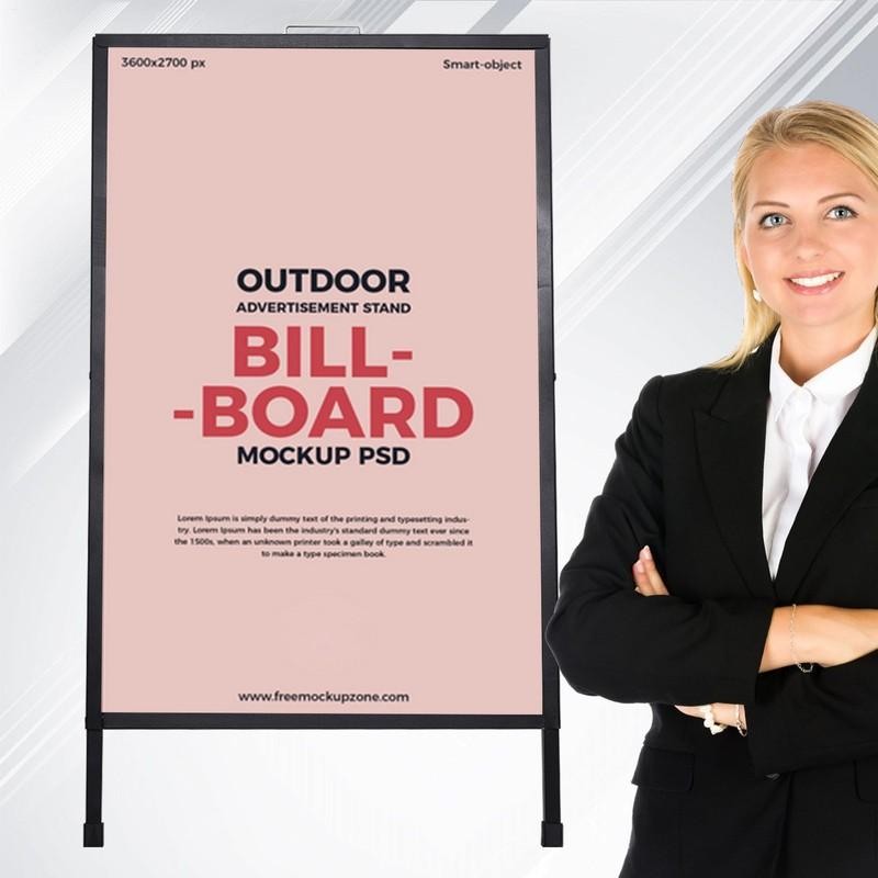 24″x36″ Heavy-Duty Double-Sided Metal Sidewalk A-Frame Sign Holder Stand