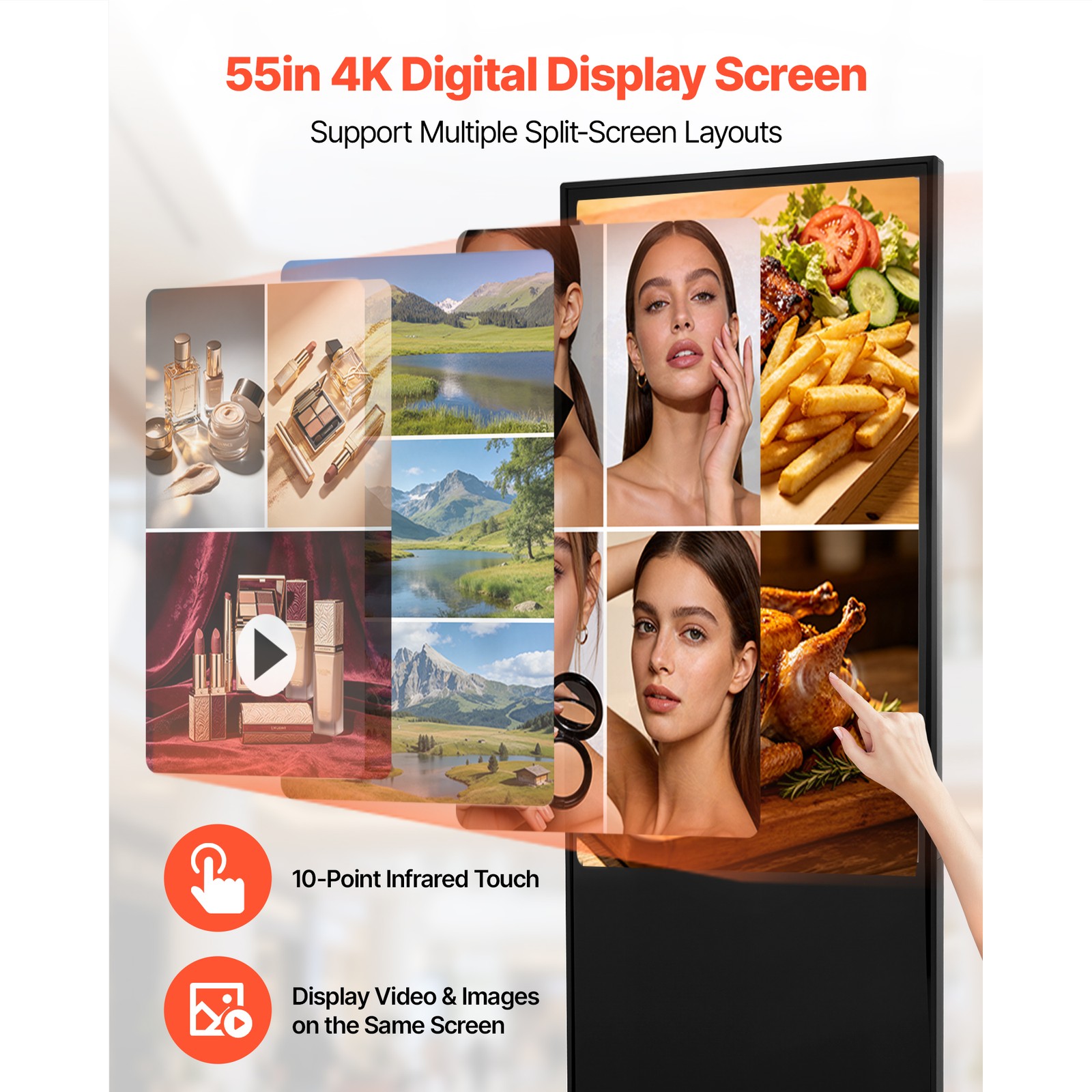 Uimoso 55 in Indoor Digital Signage Floor Display Kiosk with 4K Resolution