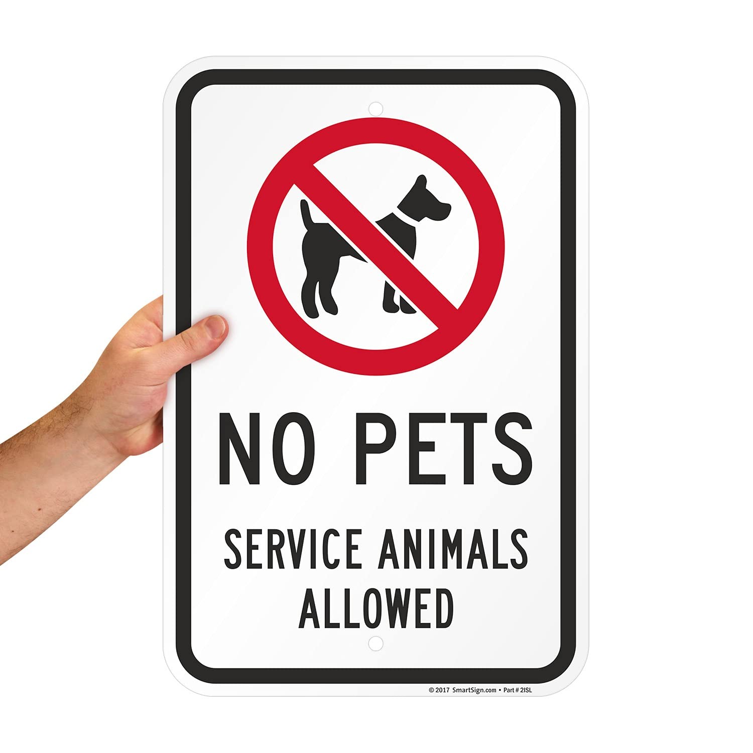 18 x 12 inch “No Pets – Service Animals Allowed” Metal Sign 63 mil Laminated …