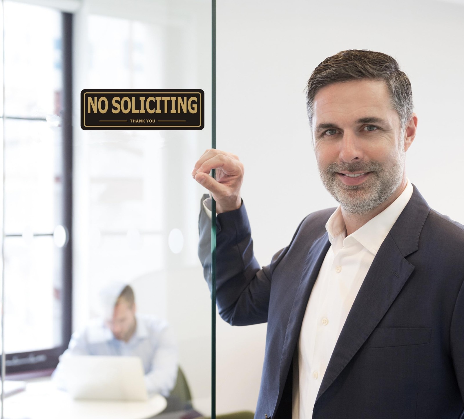No Soliciting Sign for House, (2 Pack) Self-Adhesive No Soliciting Signs, Alu…