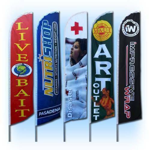 15′ Regular Print Custom Swooper Advertising Flag Feather Banner + Pole & Spike