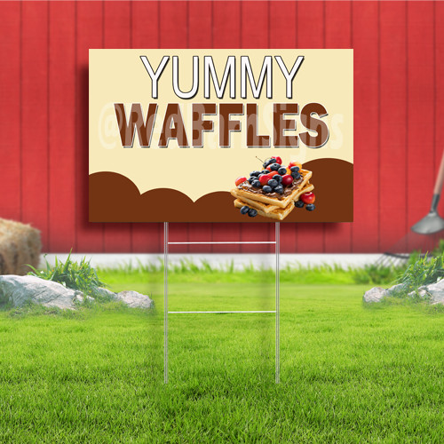 Yummy Waffles Coroplast Sign Plastic Indoor Outdoor Yard Sign FREE SHIPPING