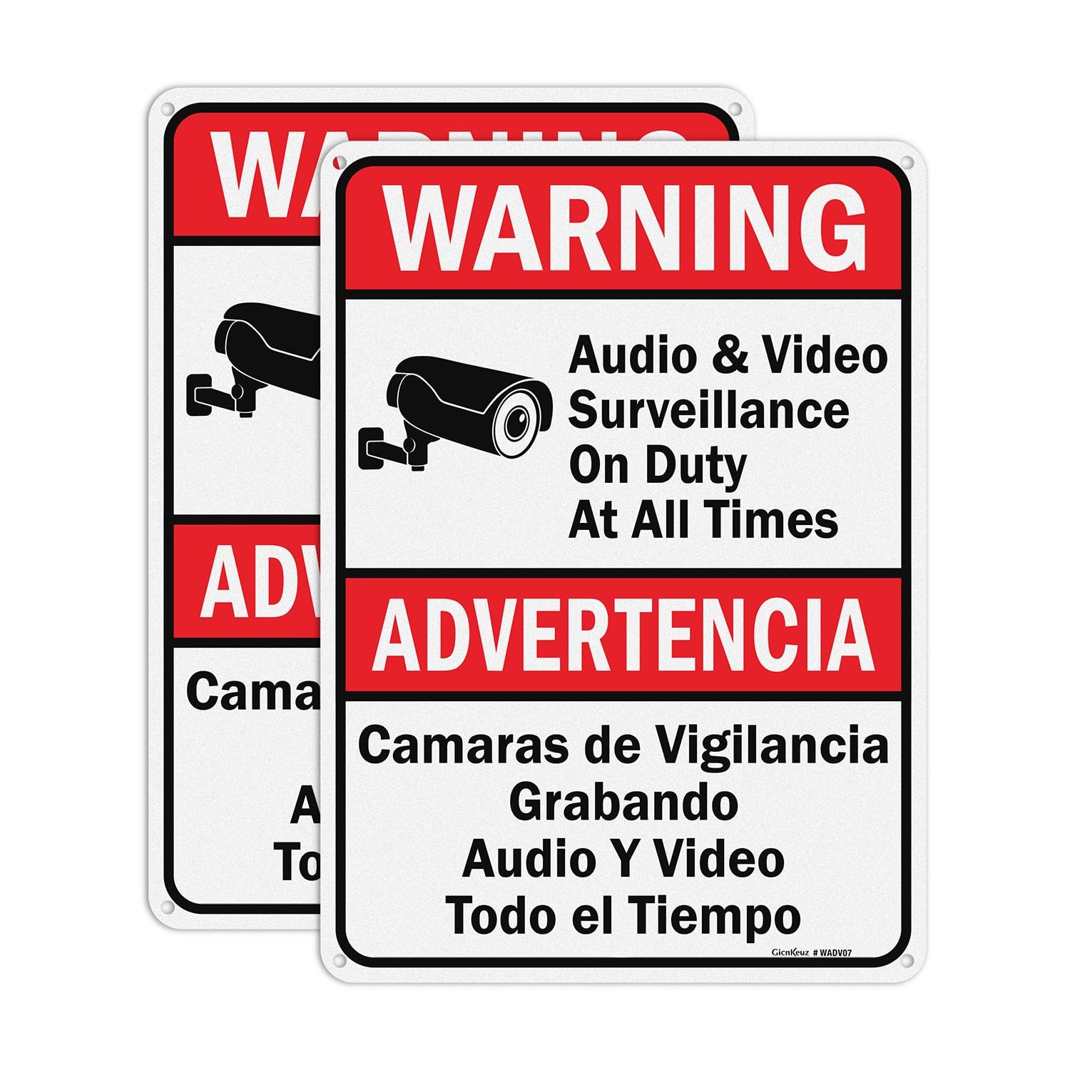 Audio & Video Surveillance on Duty at All Times signs,10 x 7 Inches Safety Wa…