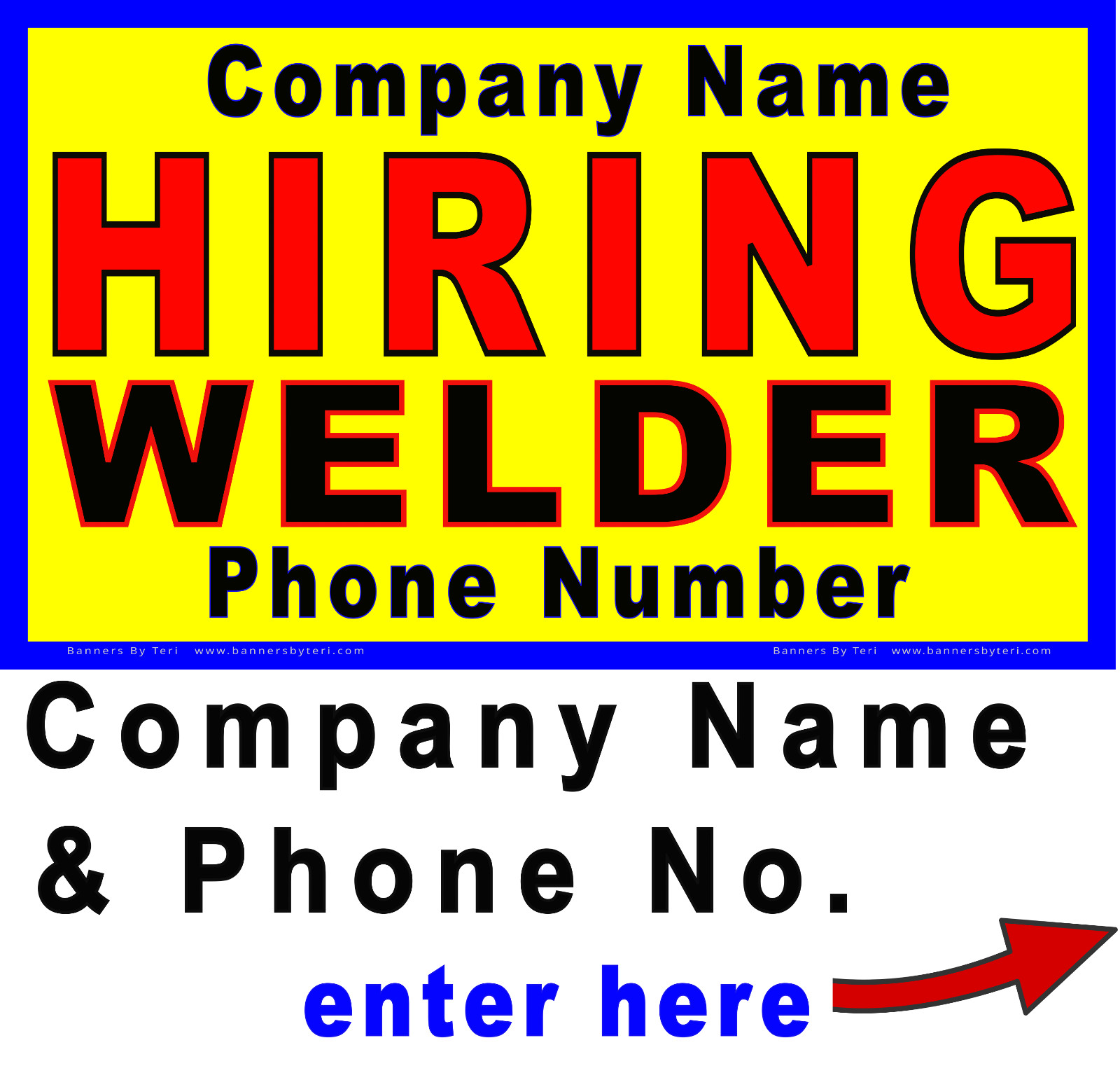 HIRING WELDER Banner With VARIATIONS – Vinyl Signs – Fast Ship – DURABLE – USA